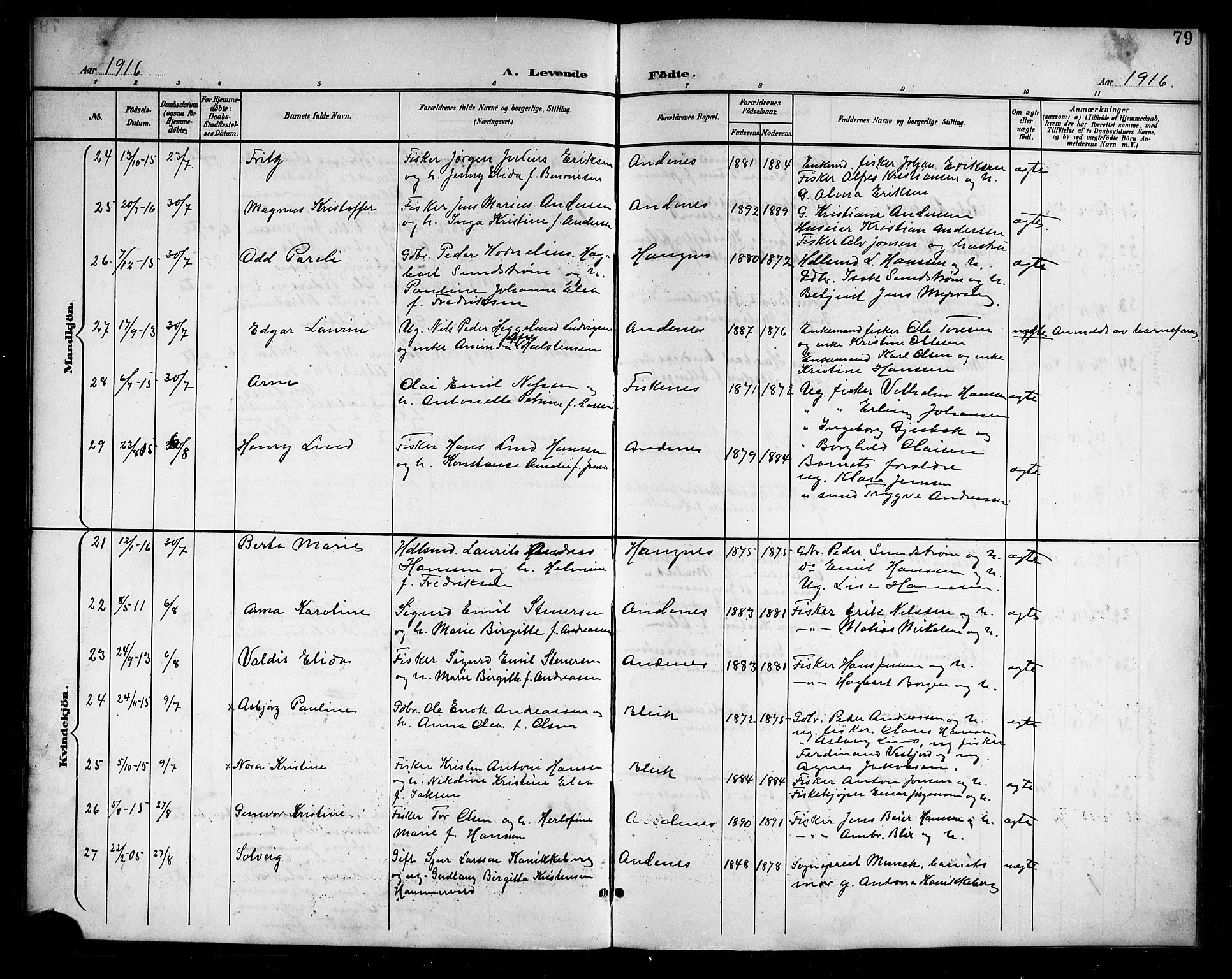 Ministerialprotokoller, klokkerbøker og fødselsregistre - Nordland, SAT/A-1459/899/L1449: Parish register (copy) no. 899C04, 1900-1918, p. 79