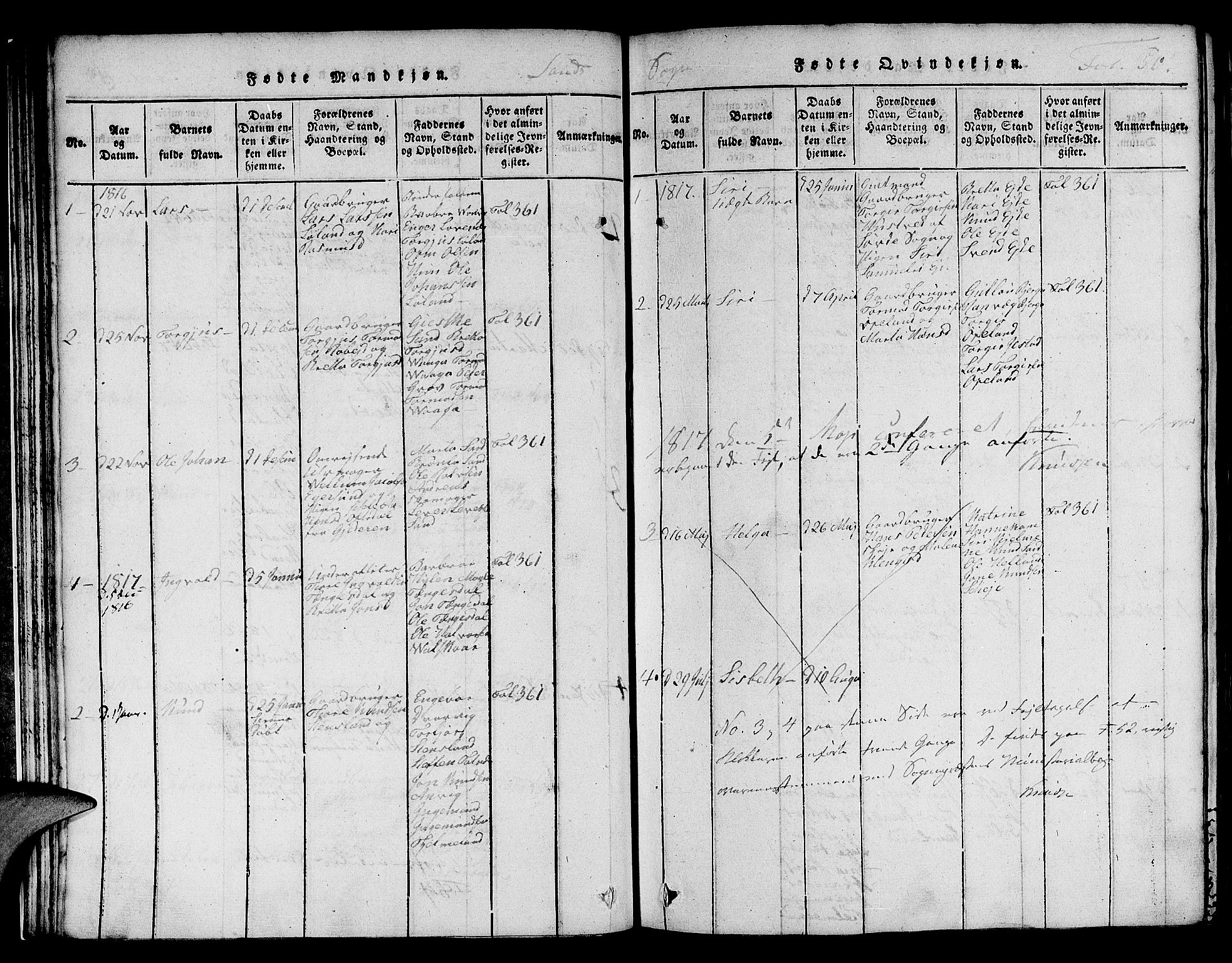 Jelsa sokneprestkontor, SAST/A-101842/01/V: Parish register (copy) no. B 1 /2, 1816-1828, p. 50