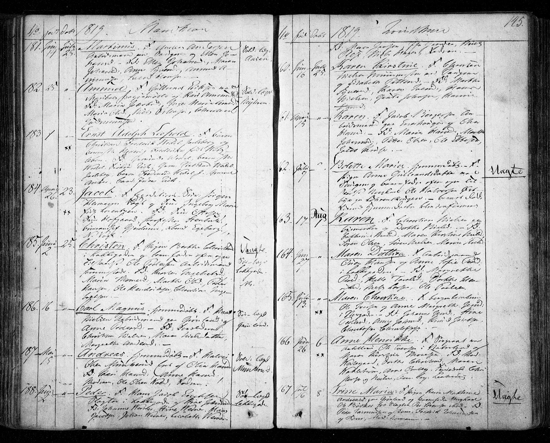 Aker prestekontor kirkebøker, SAO/A-10861/F/L0011: Parish register (official) no. 11, 1810-1819, p. 145