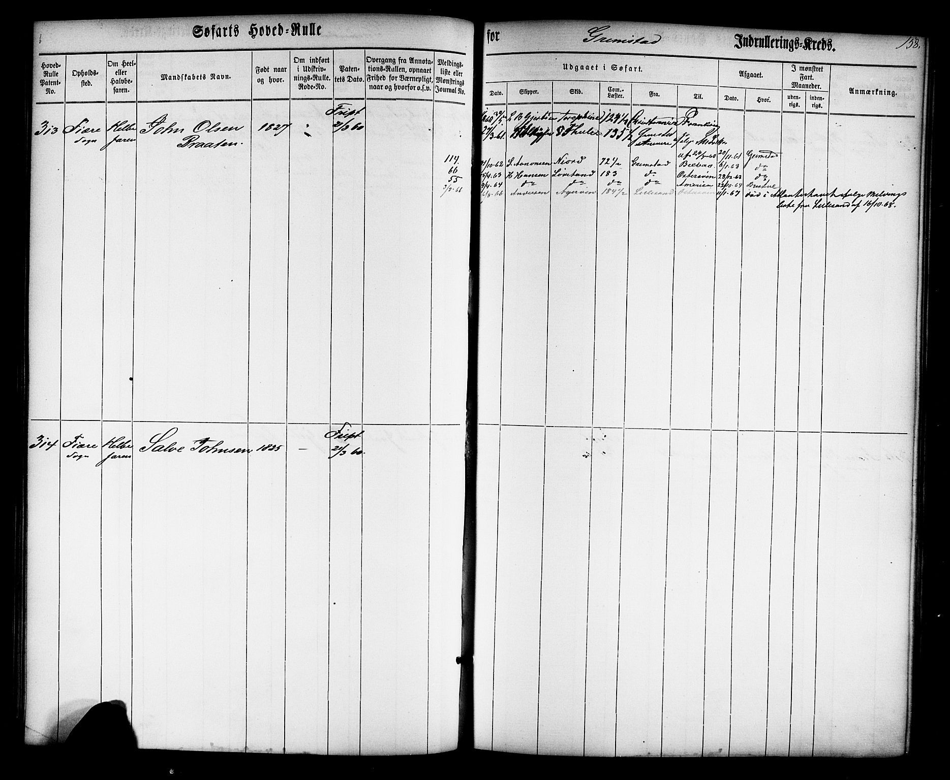 Grimstad mønstringskrets, AV/SAK-2031-0013/F/Fb/L0008: Hovedrulle nr 1-766, V-21, 1860-1869, p. 163