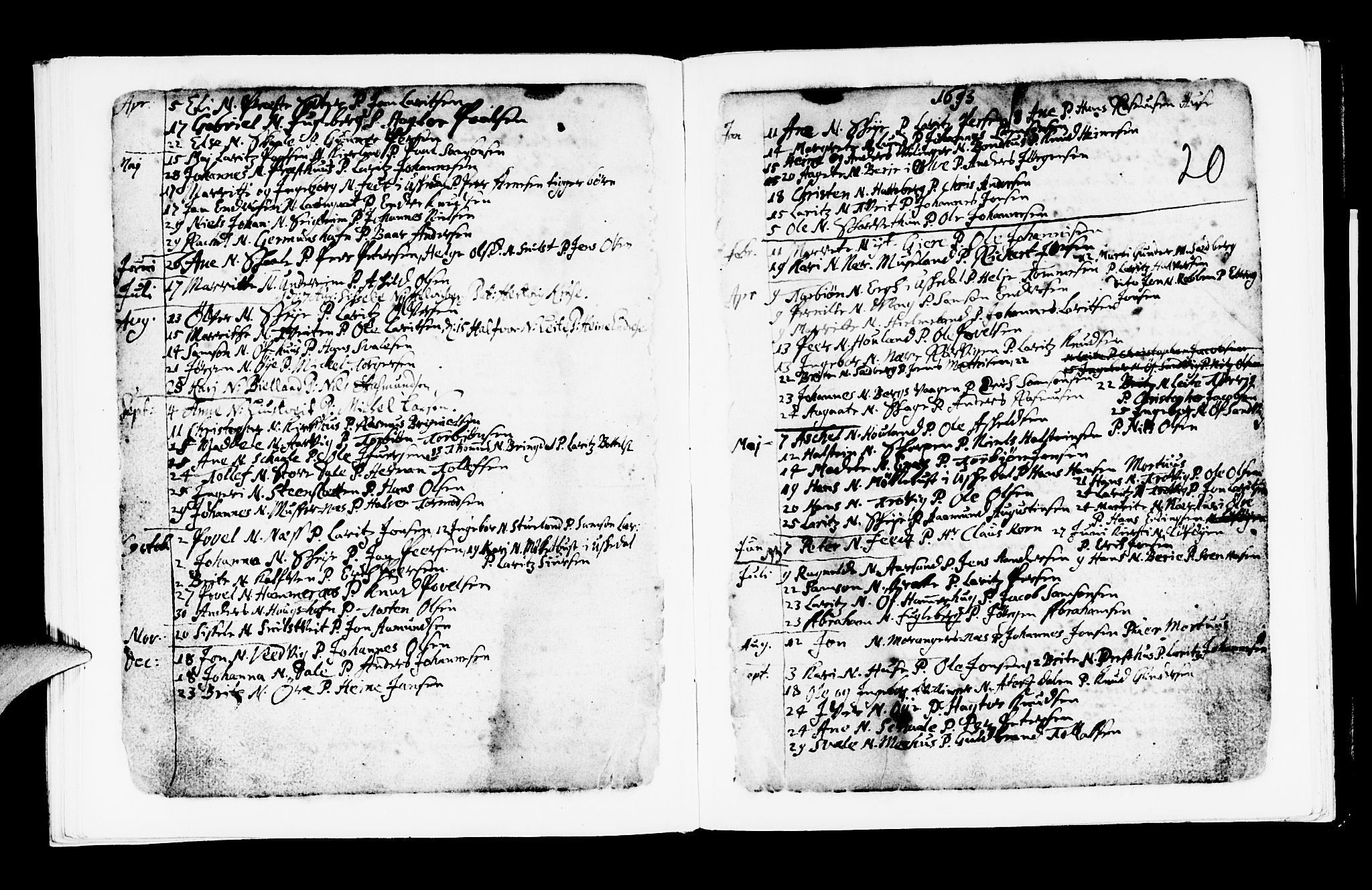 Kvinnherad sokneprestembete, SAB/A-76401/H/Haa: Parish register (official) no. A 1, 1669-1709, p. 20
