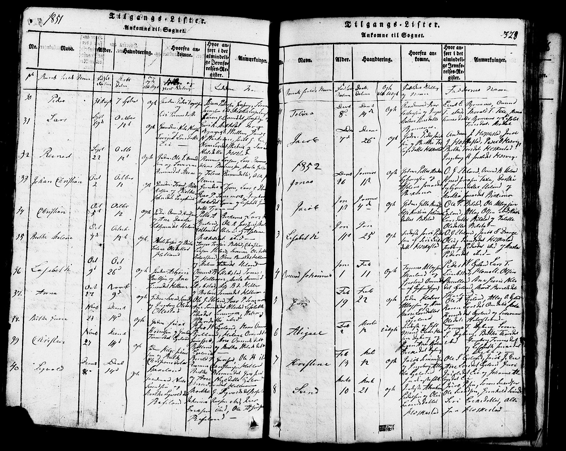 Lund sokneprestkontor, SAST/A-101809/S07/L0001: Parish register (copy) no. B 1, 1815-1853, p. 328