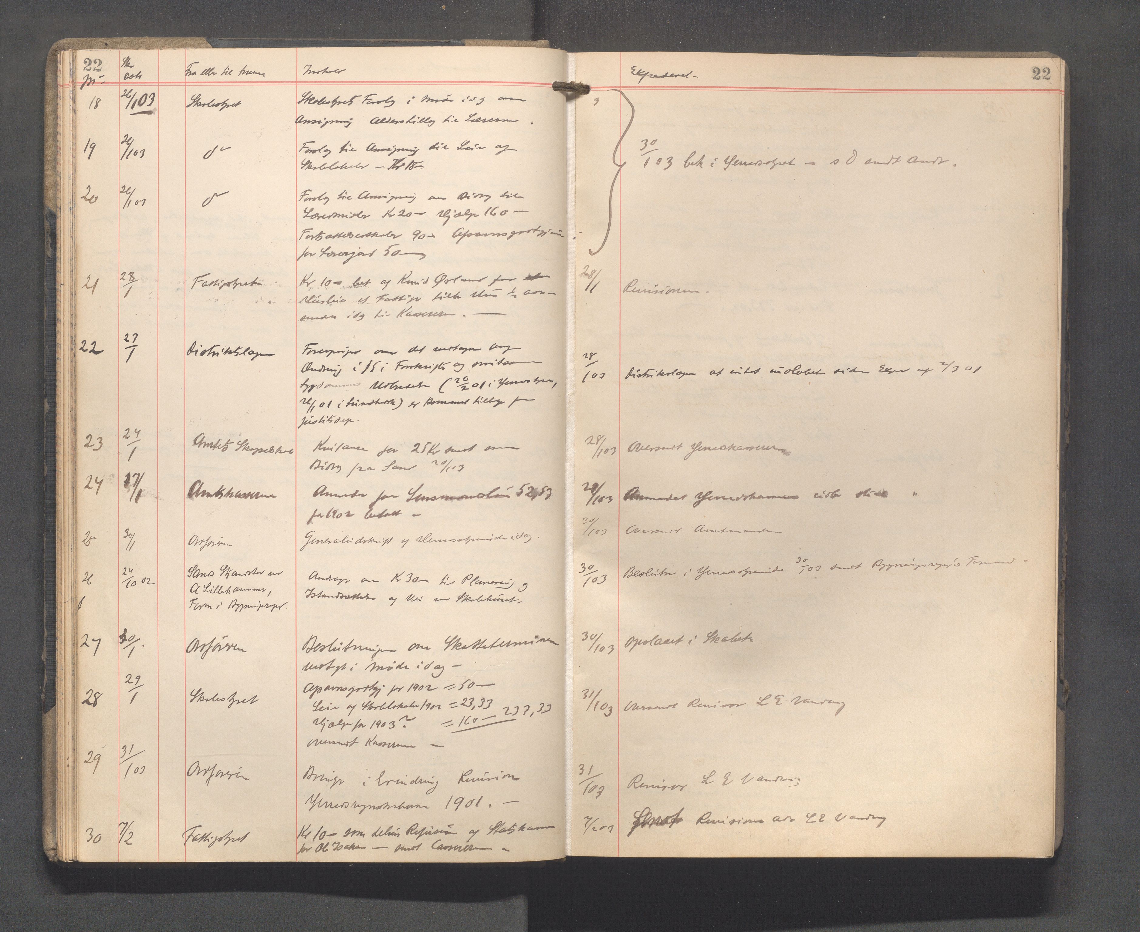 Sand kommune - Formannskapet, IKAR/K-102092/C/Ca/L0002: Brevjournal, 1902-1910, p. 22