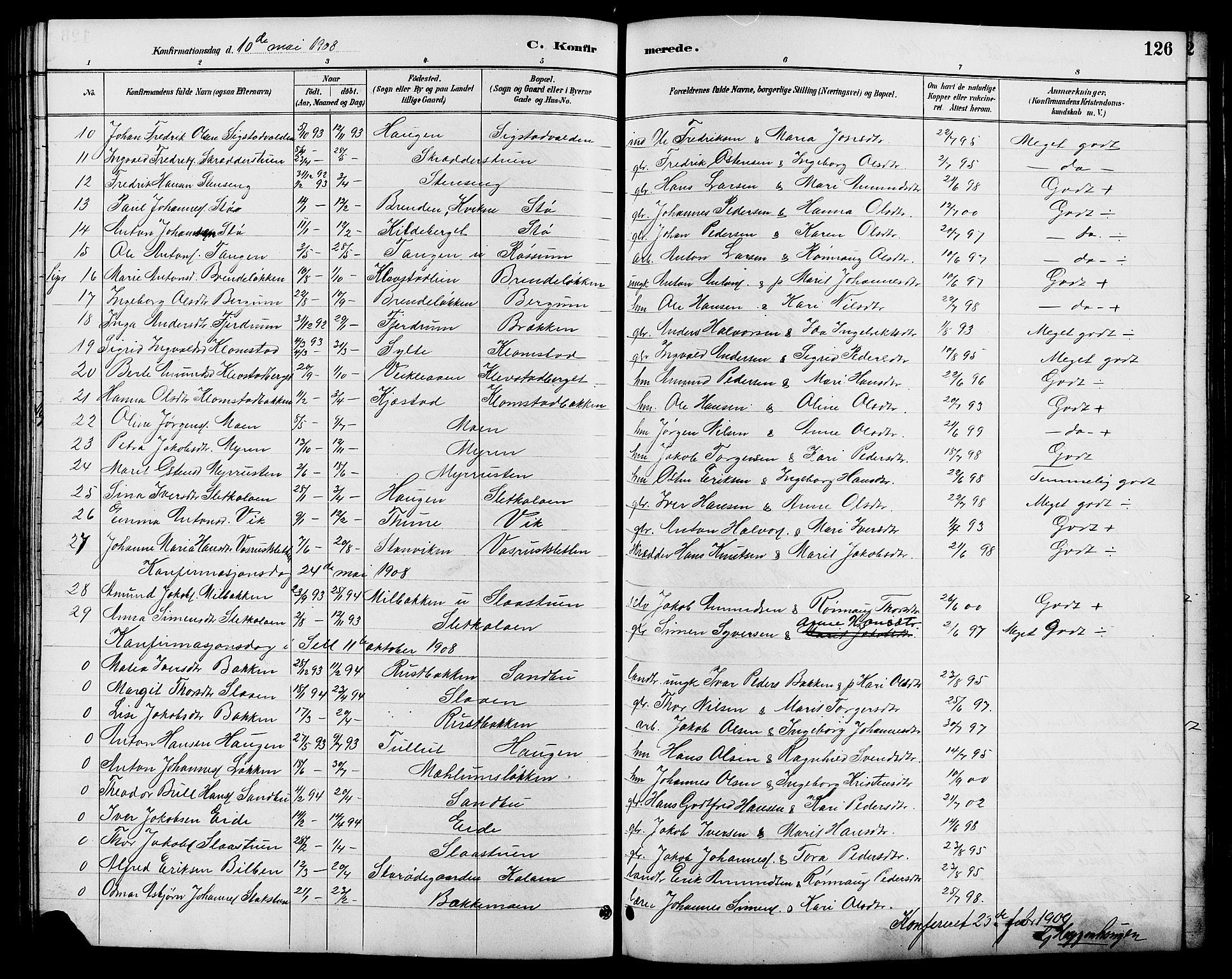 Nord-Fron prestekontor, SAH/PREST-080/H/Ha/Hab/L0006: Parish register (copy) no. 6, 1887-1914, p. 126