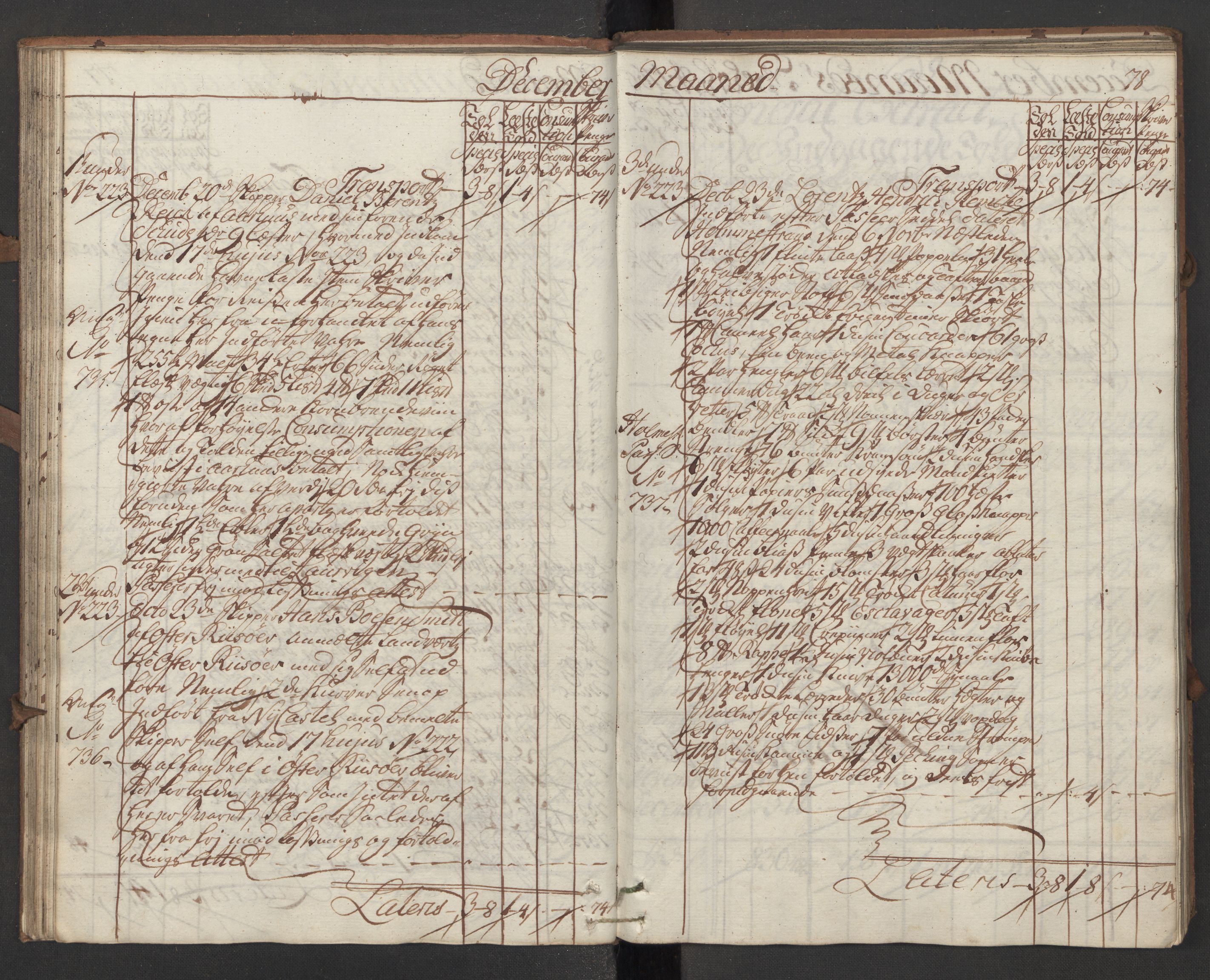 Generaltollkammeret, tollregnskaper, AV/RA-EA-5490/R13/L0028/0001: Tollregnskaper Kragerø / Inngående hovedtollbok, 1760, p. 77b-78a