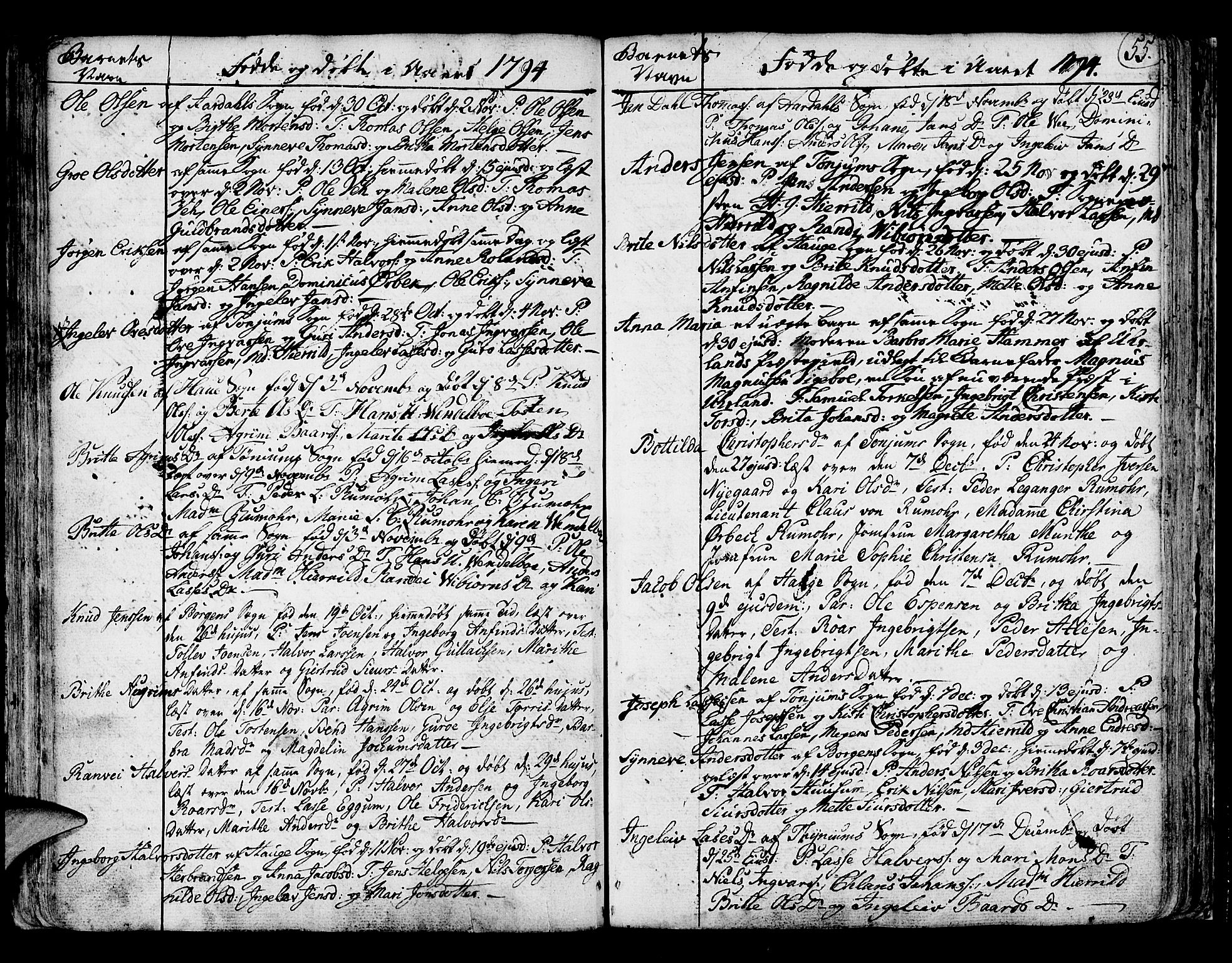 Lærdal sokneprestembete, SAB/A-81201: Parish register (official) no. A 3, 1783-1804, p. 55