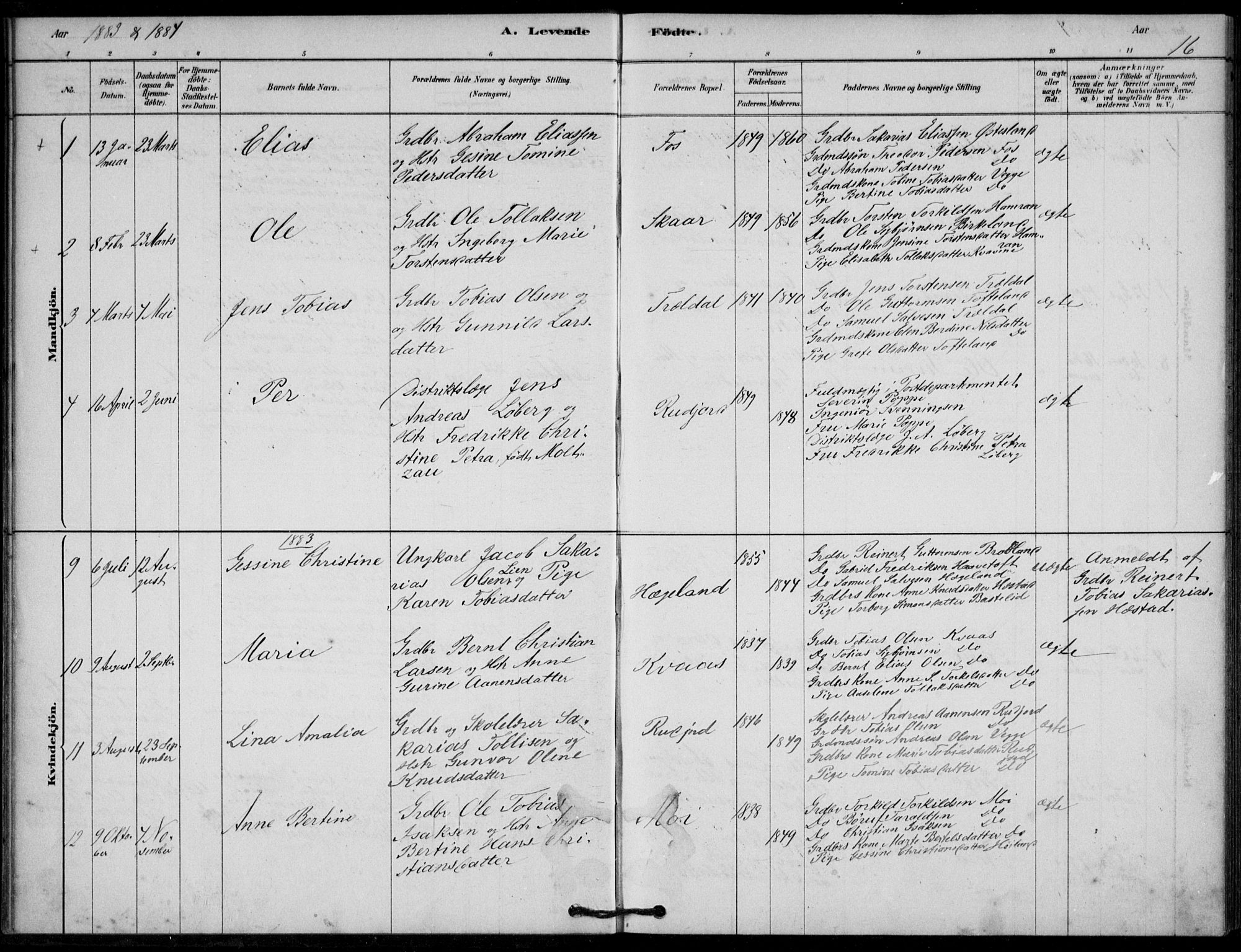 Lyngdal sokneprestkontor, AV/SAK-1111-0029/F/Fa/Fab/L0003: Parish register (official) no. A 3, 1878-1903, p. 16