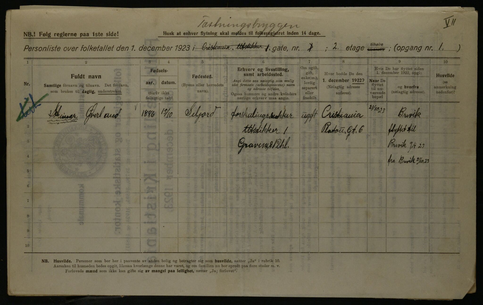 OBA, Municipal Census 1923 for Kristiania, 1923, p. 27266