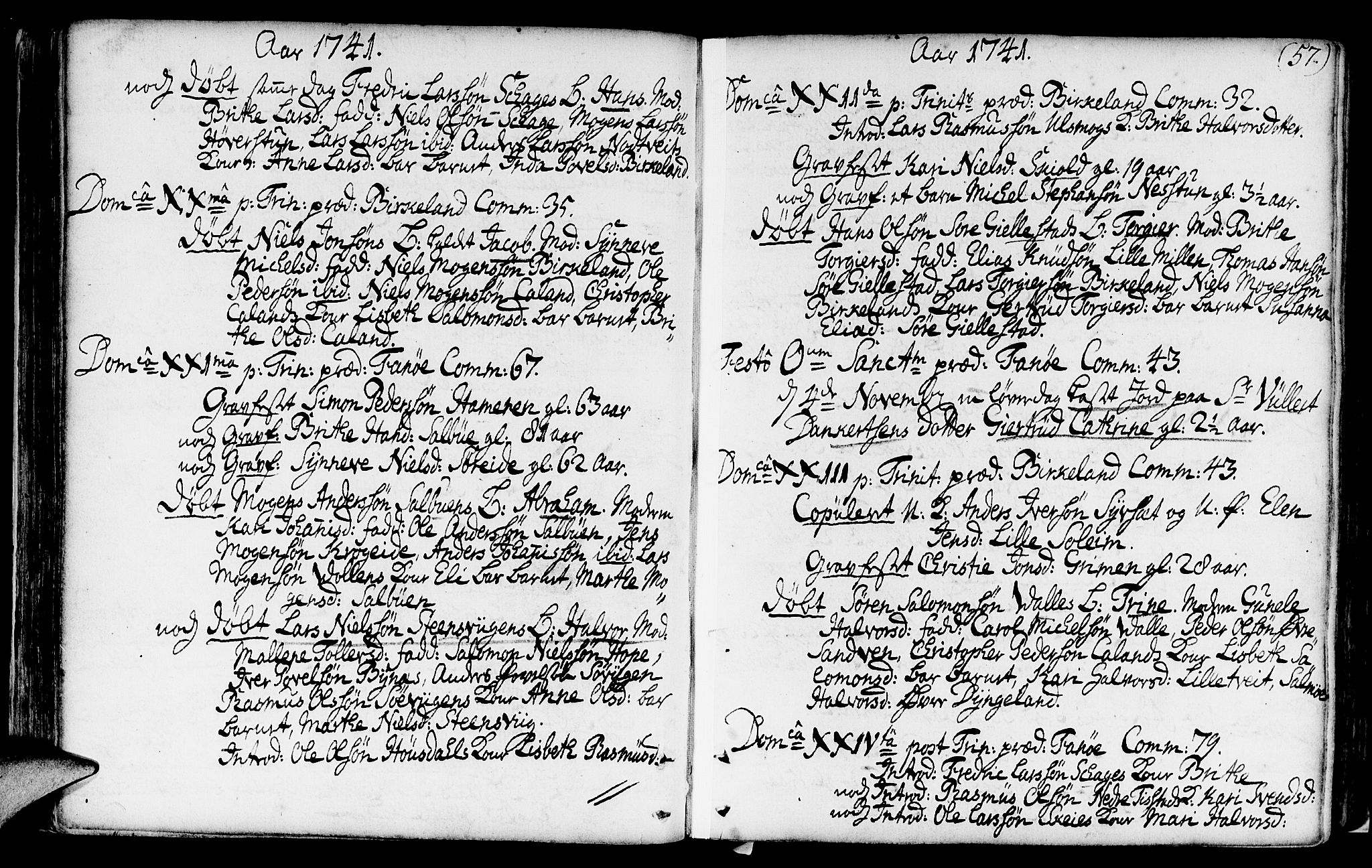 Fana Sokneprestembete, AV/SAB-A-75101/H/Haa/Haaa/L0003: Parish register (official) no. A 3, 1736-1757, p. 57