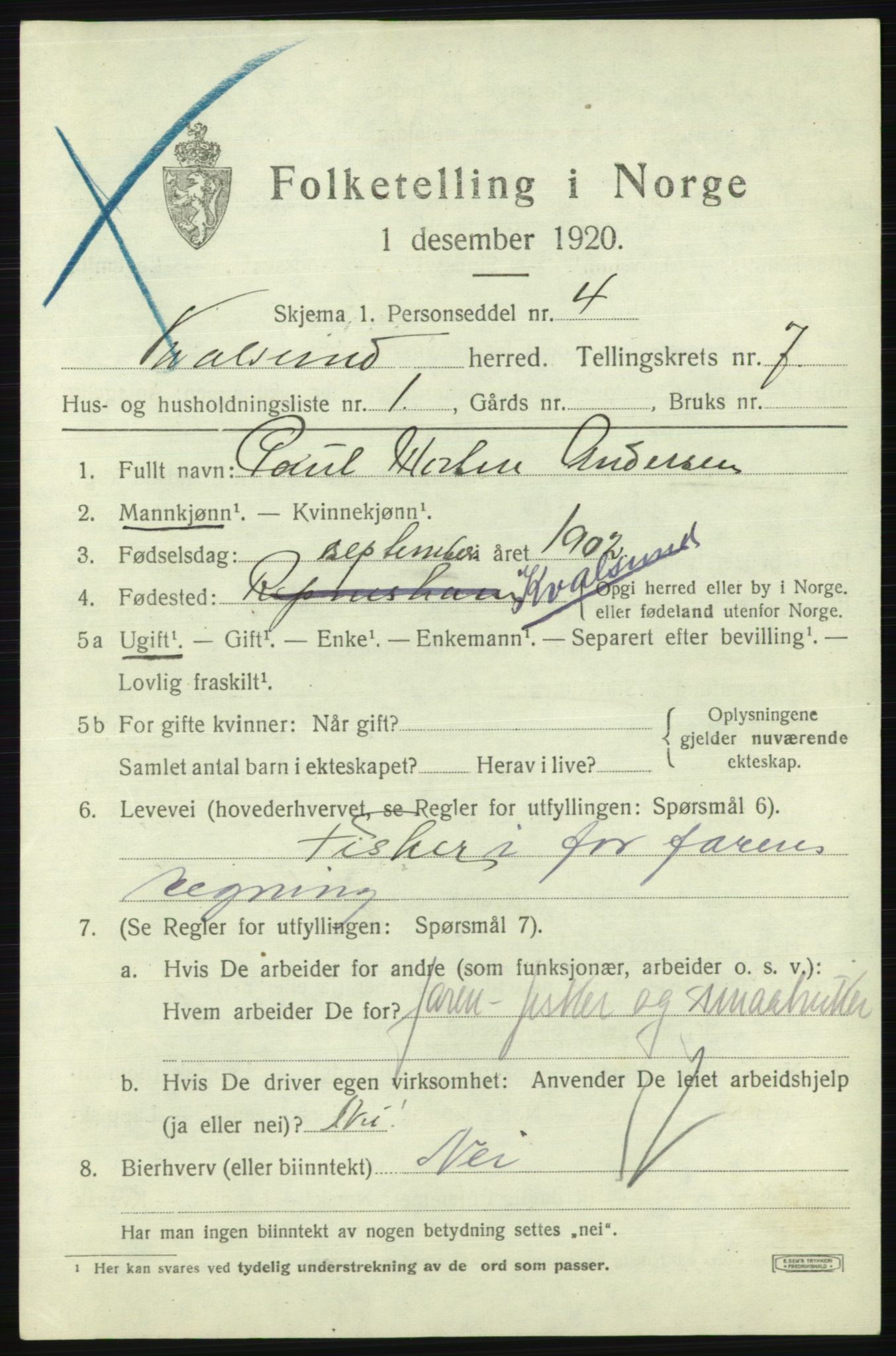 SATØ, 1920 census for , 1920, p. 2124