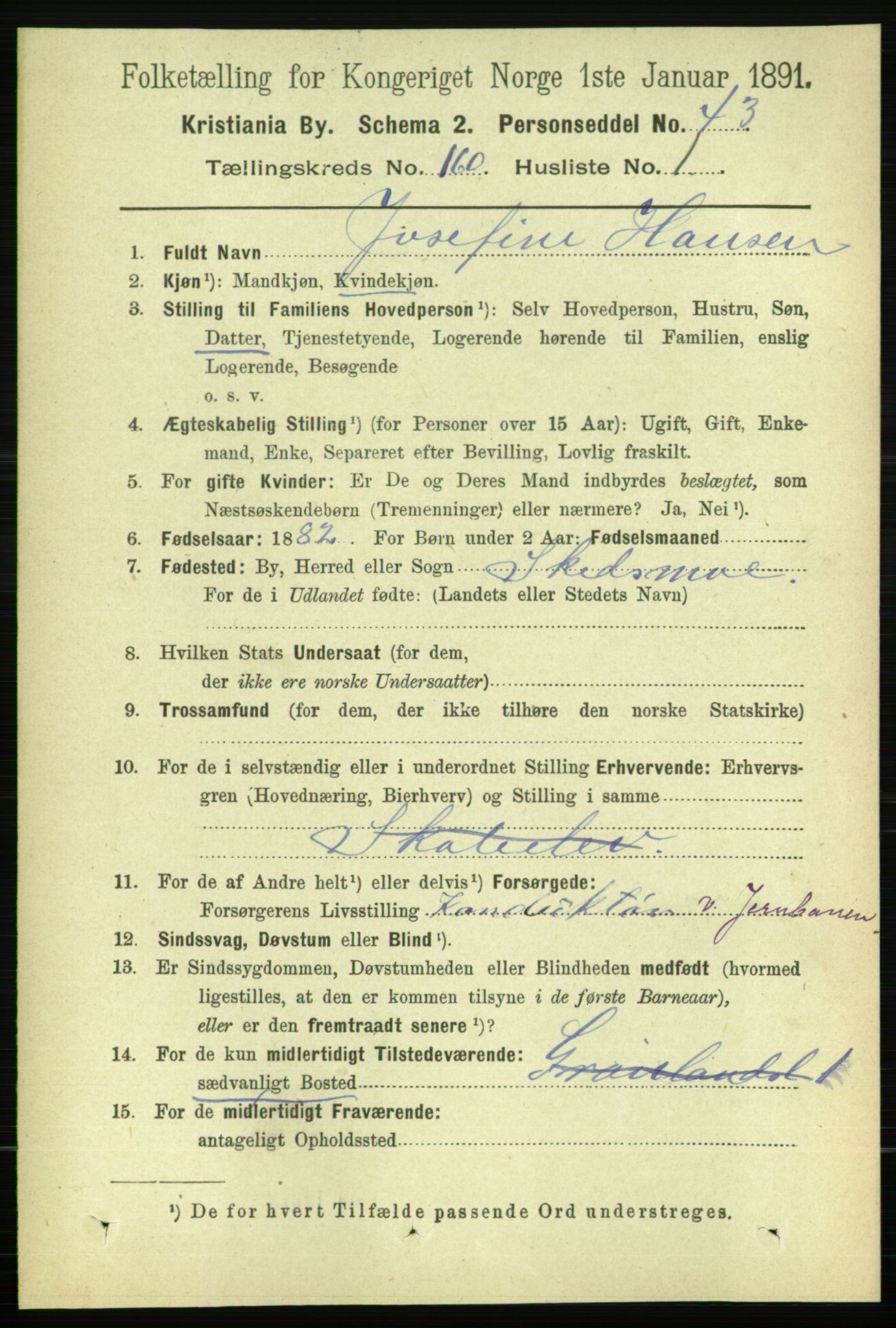 RA, 1891 census for 0301 Kristiania, 1891, p. 90745