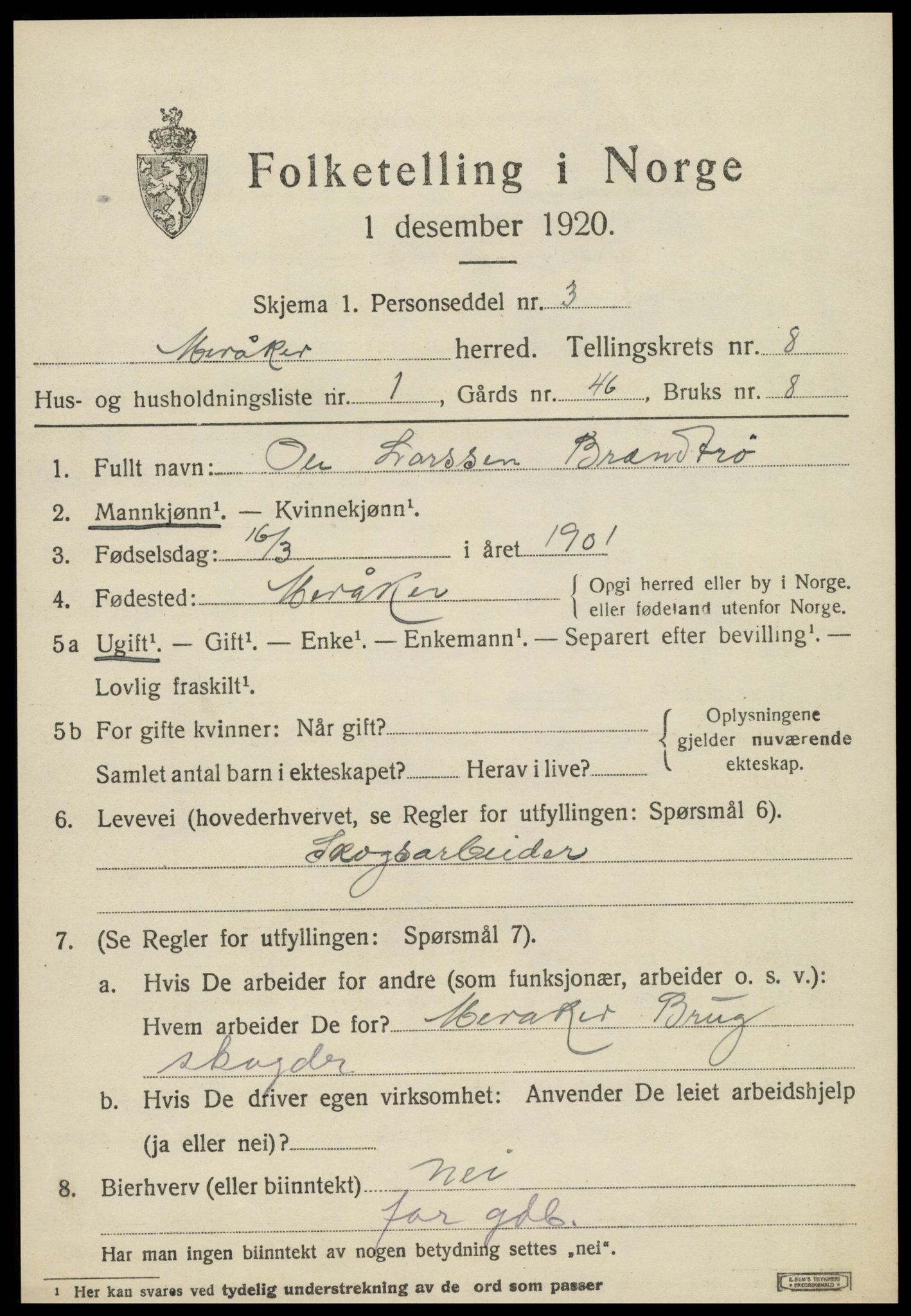 SAT, 1920 census for Meråker, 1920, p. 5978