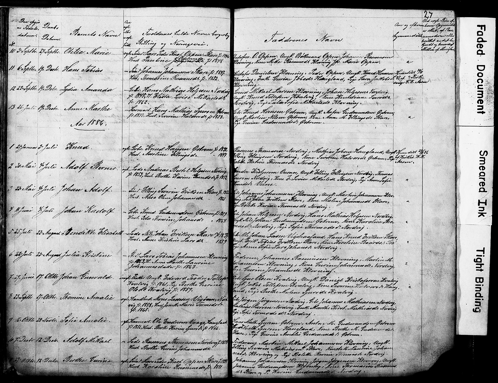 Torvastad sokneprestkontor, SAST/A -101857/H/Ha/Hab/L0005: Parish register (copy) no. B 5, 1857-1908, p. 27