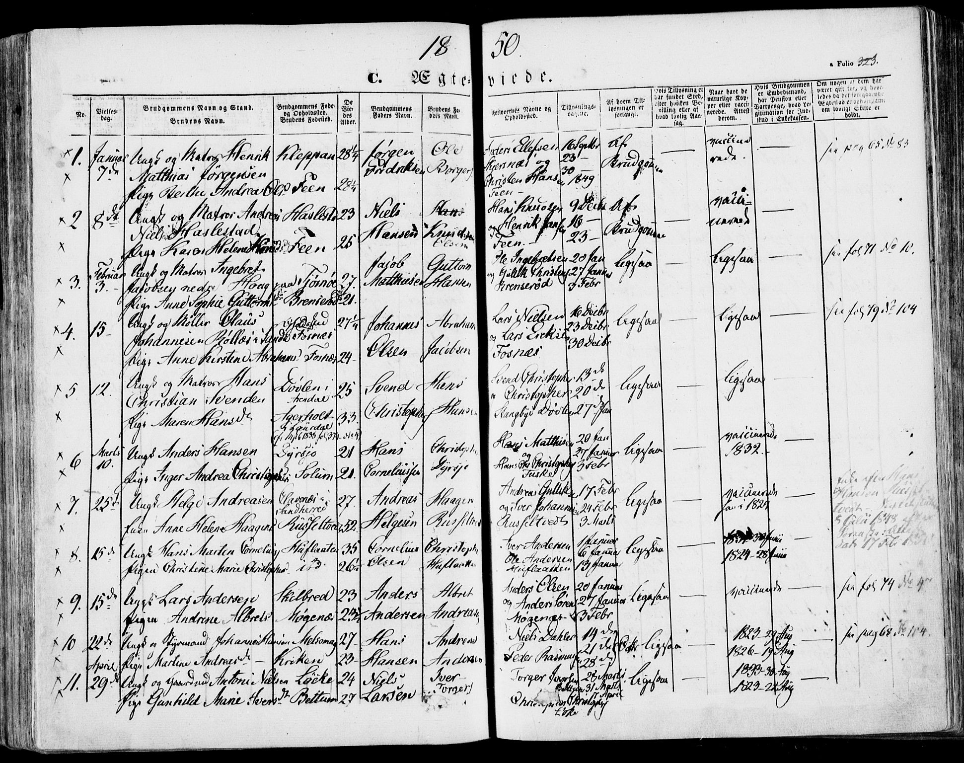 Stokke kirkebøker, AV/SAKO-A-320/F/Fa/L0007: Parish register (official) no. I 7, 1844-1857, p. 323