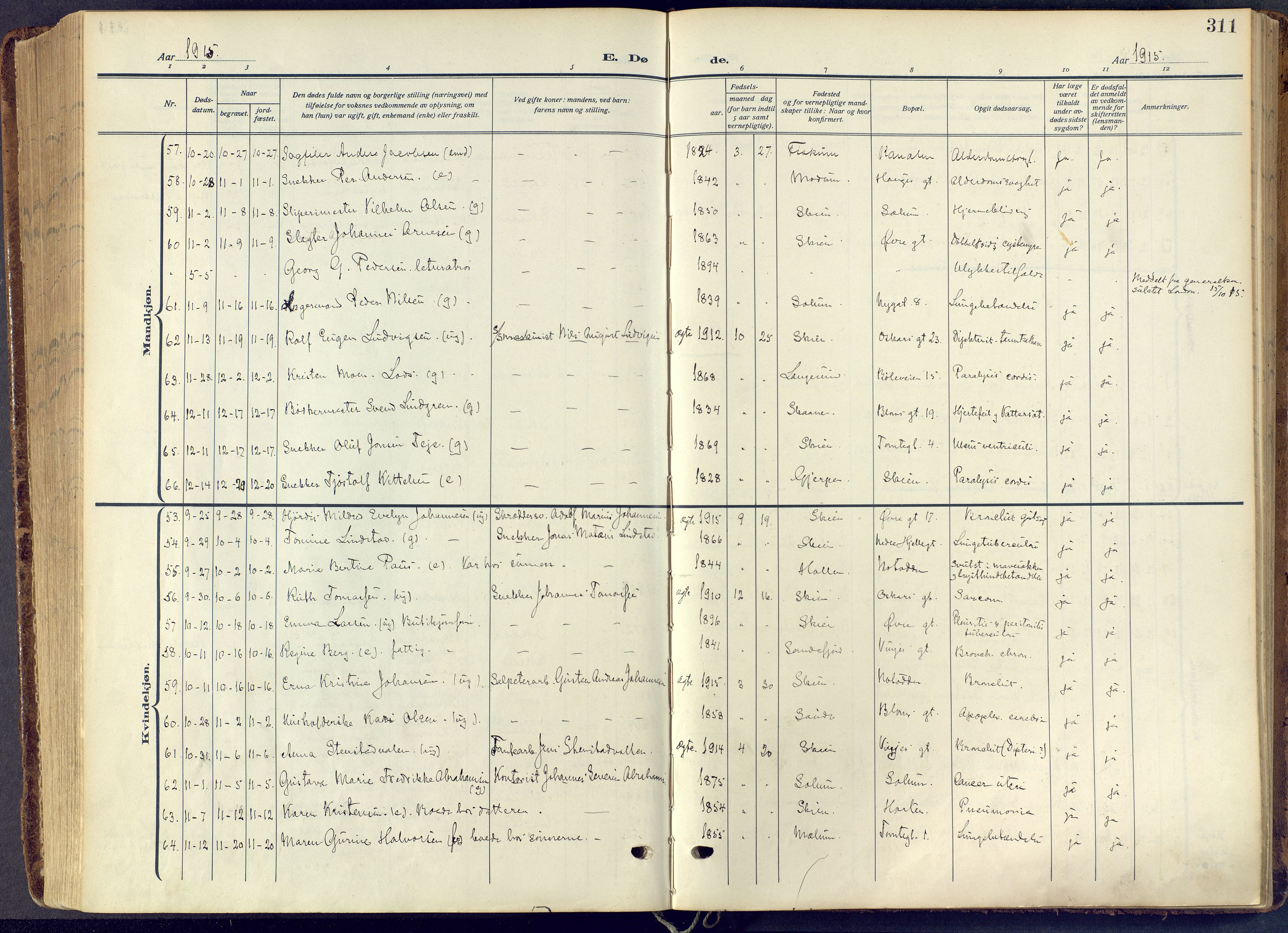Skien kirkebøker, SAKO/A-302/F/Fa/L0013: Parish register (official) no. 13, 1915-1921, p. 311