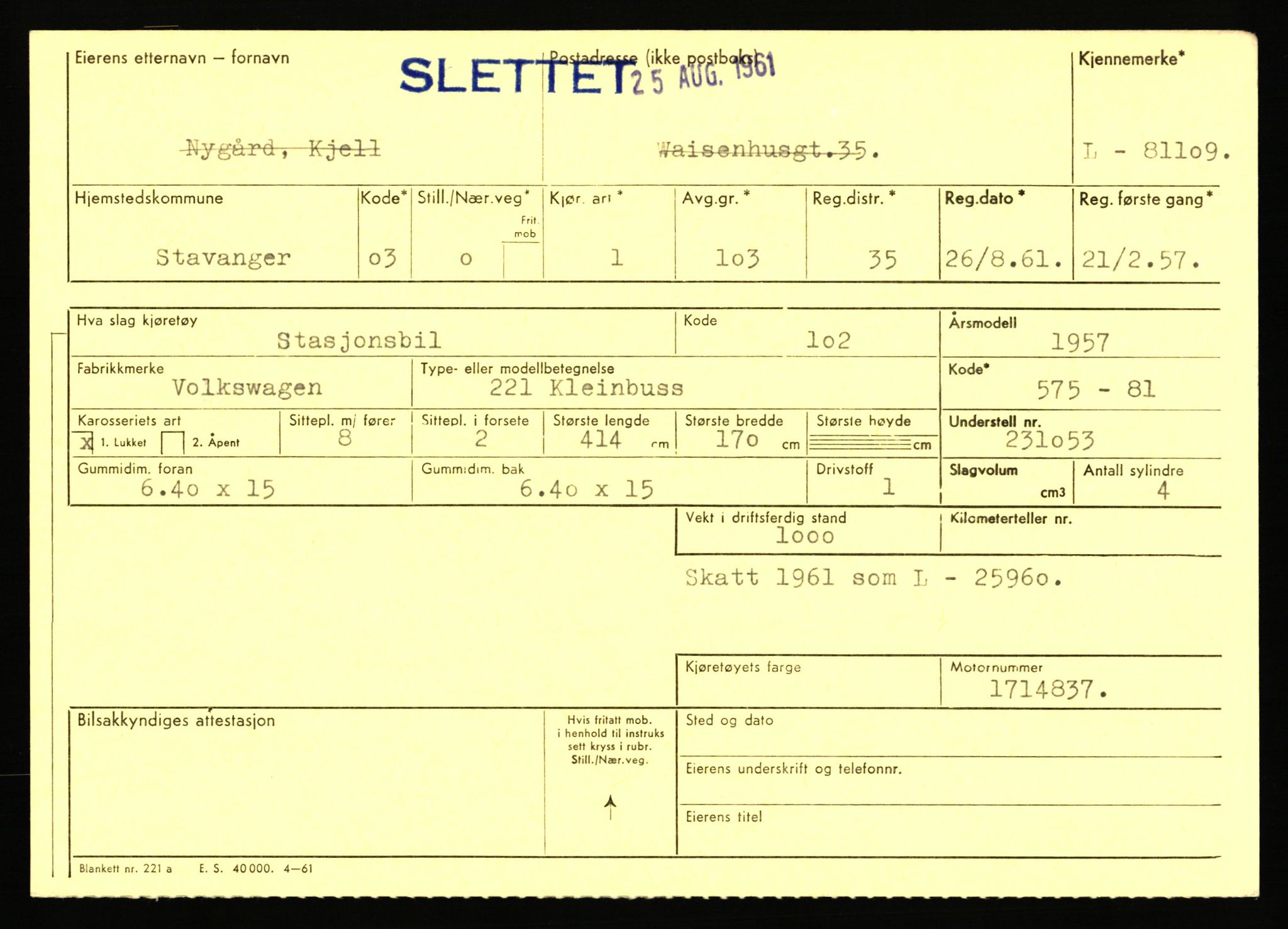 Stavanger trafikkstasjon, AV/SAST-A-101942/0/F/L0071: L-80500 - L-82199, 1930-1971, p. 1089