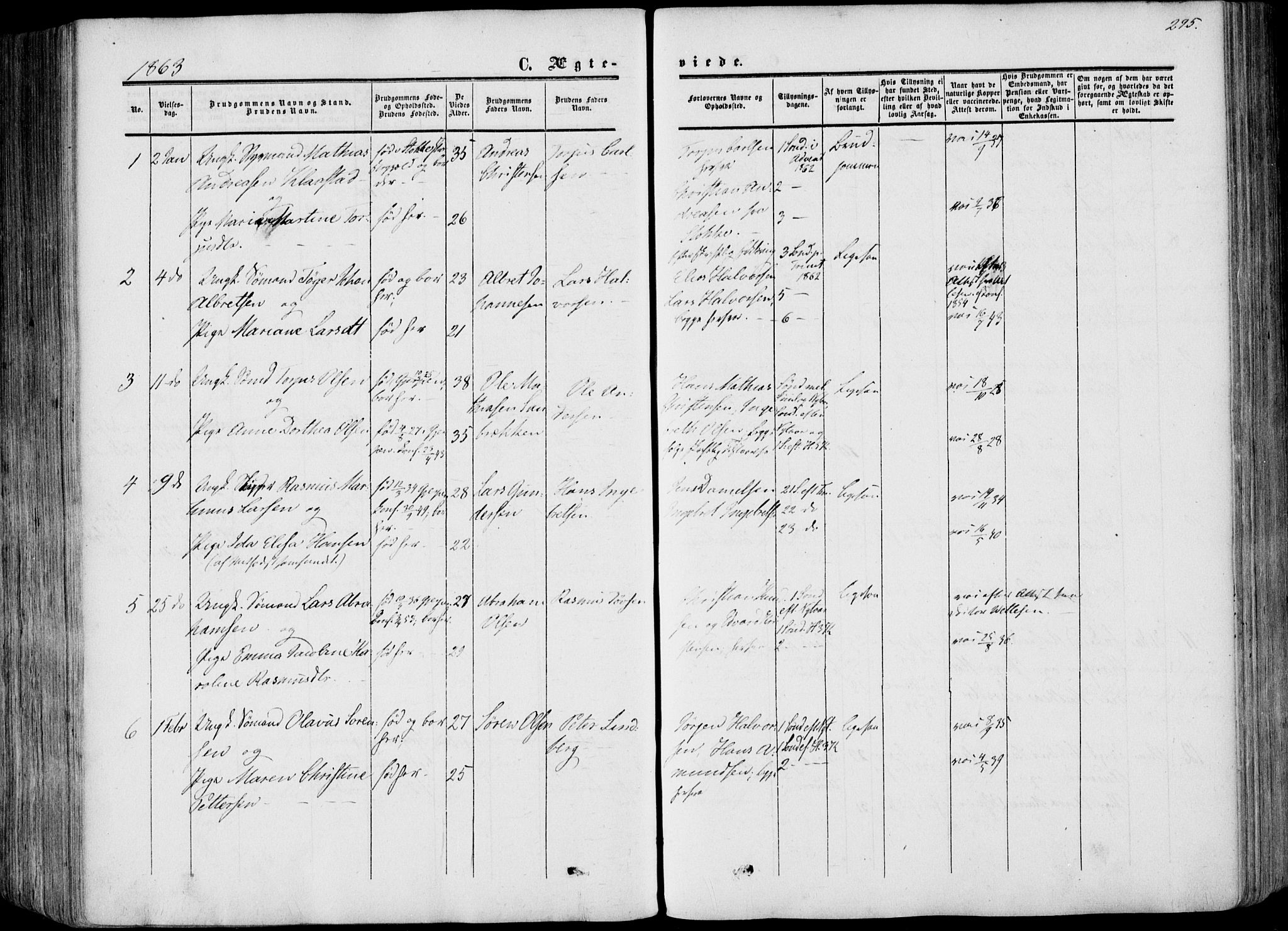 Porsgrunn kirkebøker , SAKO/A-104/F/Fa/L0007: Parish register (official) no. 7, 1858-1877, p. 295