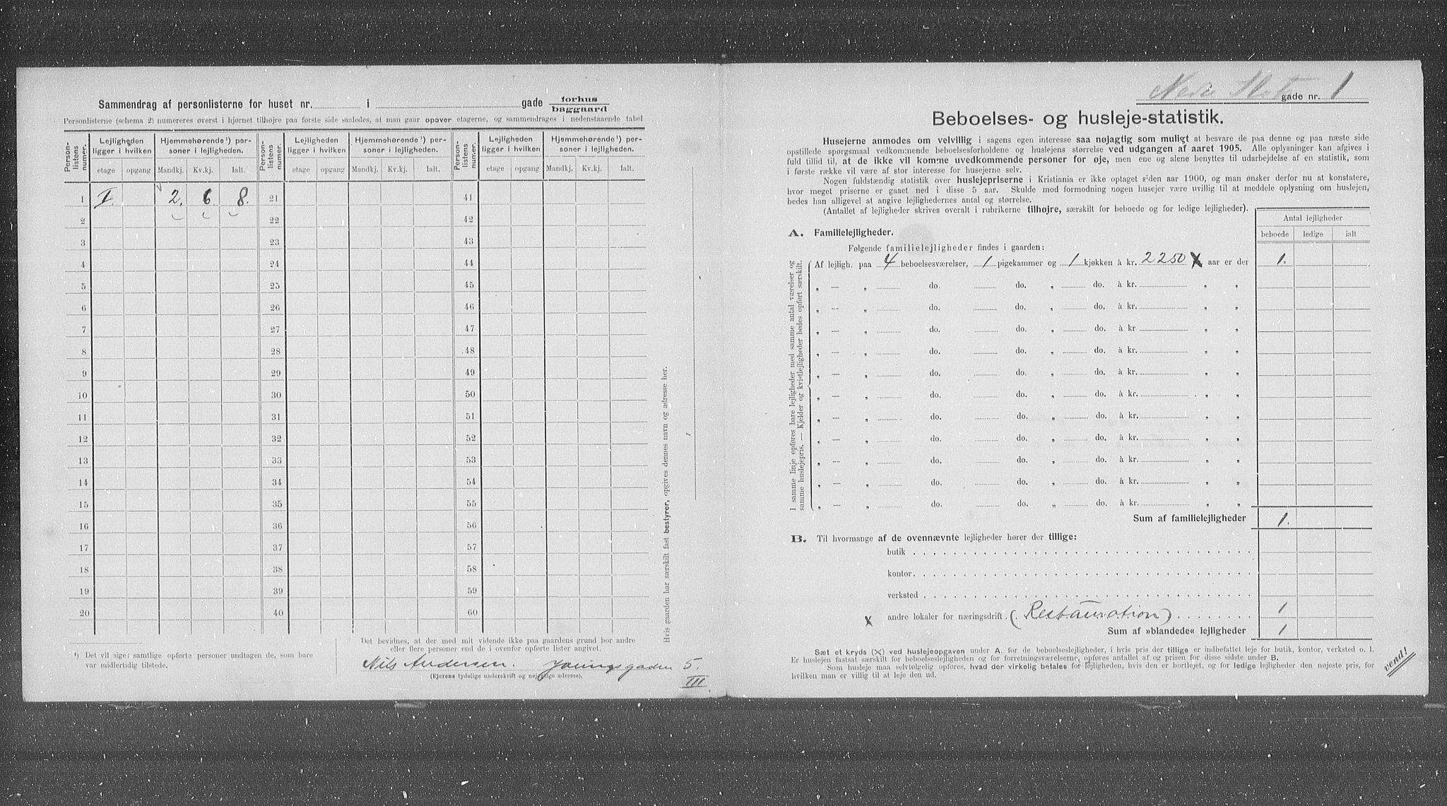 OBA, Municipal Census 1905 for Kristiania, 1905, p. 36469