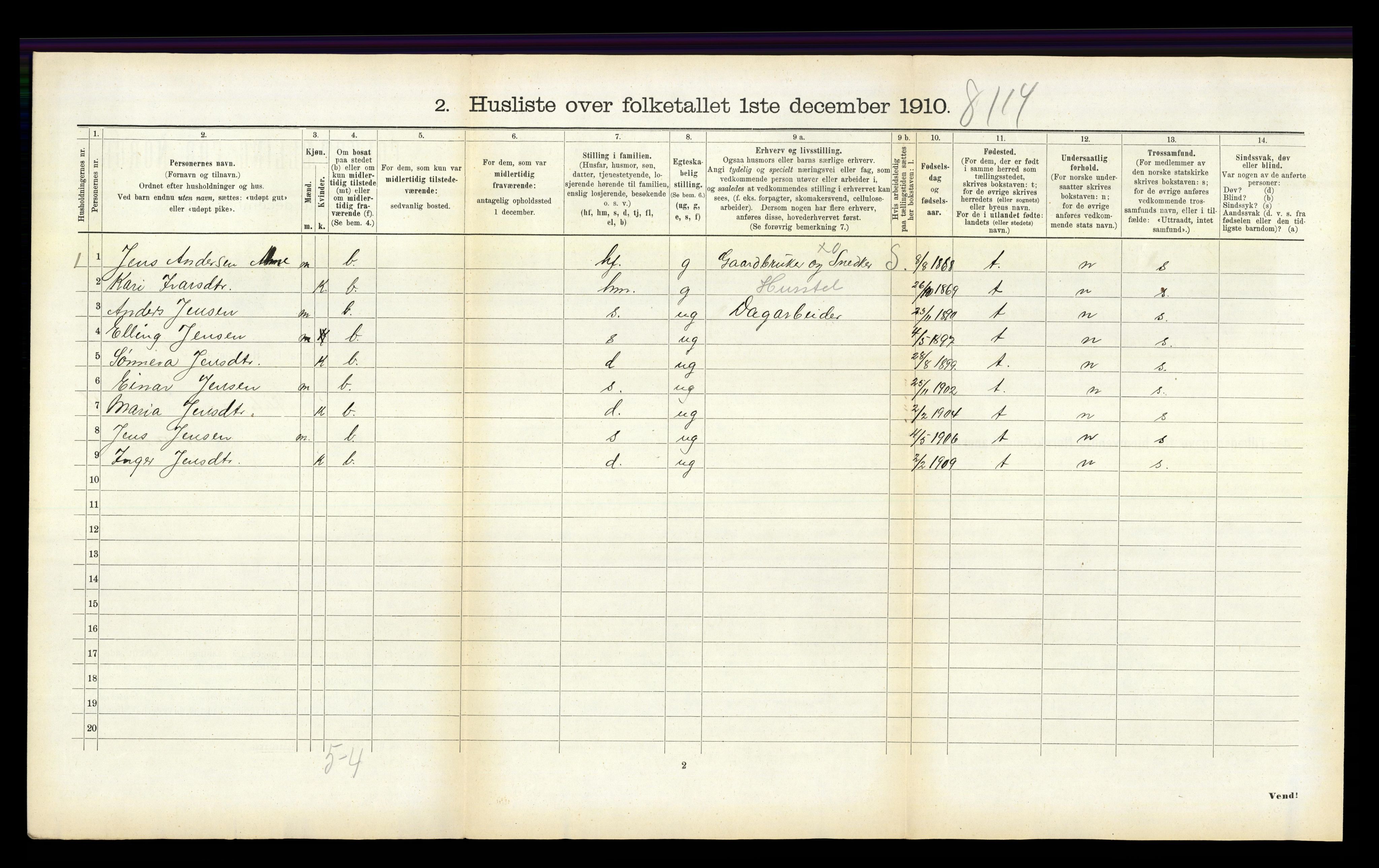 RA, 1910 census for Hafslo, 1910, p. 436