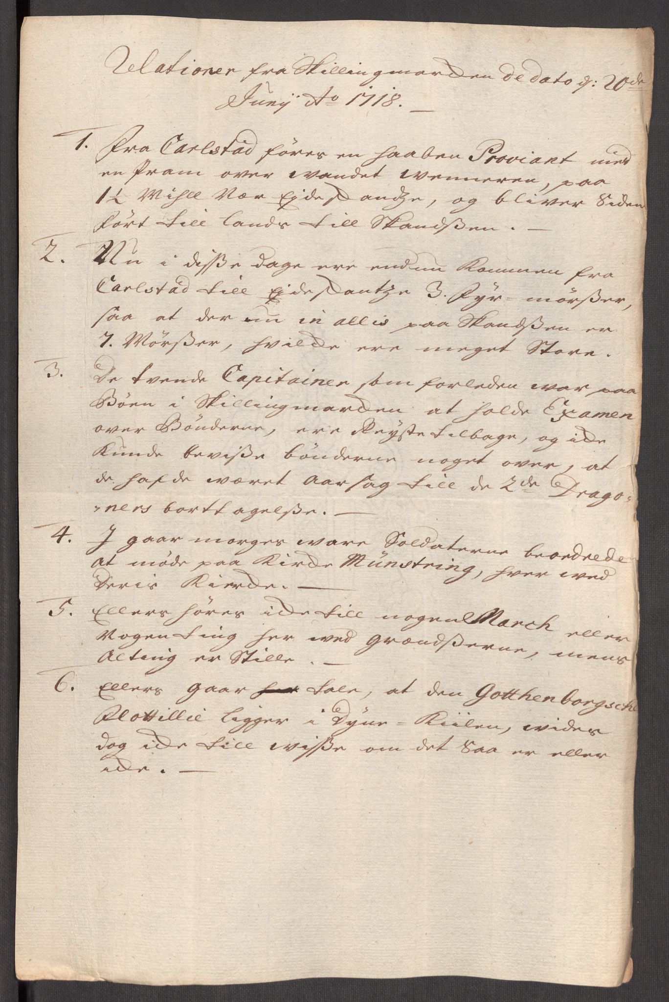 Kommanderende general (KG I) med Det norske krigsdirektorium, AV/RA-EA-5419/E/Eb/L0012: Kunnskap om fienden, kronologisk ordnet, 1718-1719, p. 31