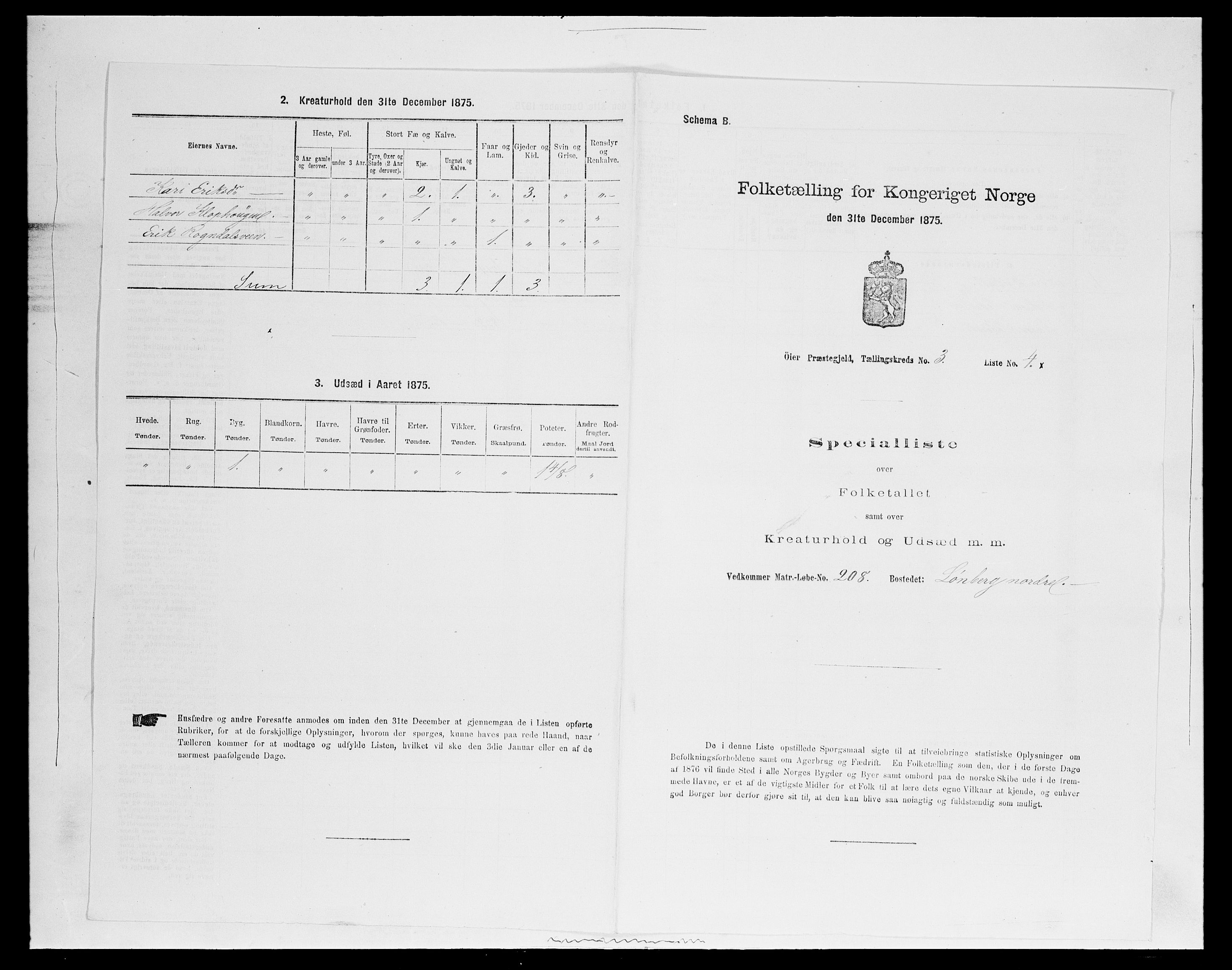 SAH, 1875 census for 0521P Øyer, 1875, p. 610