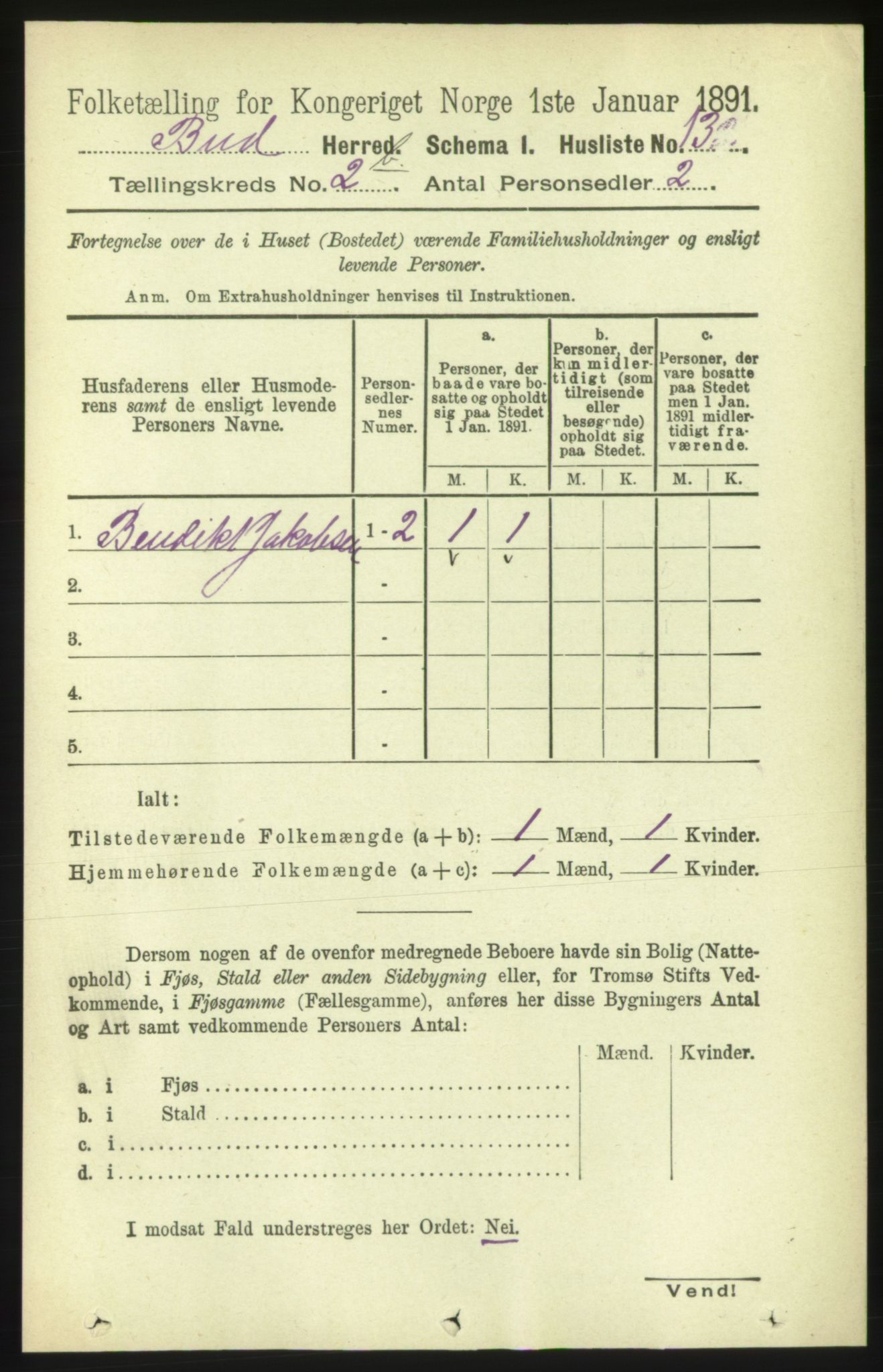 RA, 1891 census for 1549 Bud, 1891, p. 1208