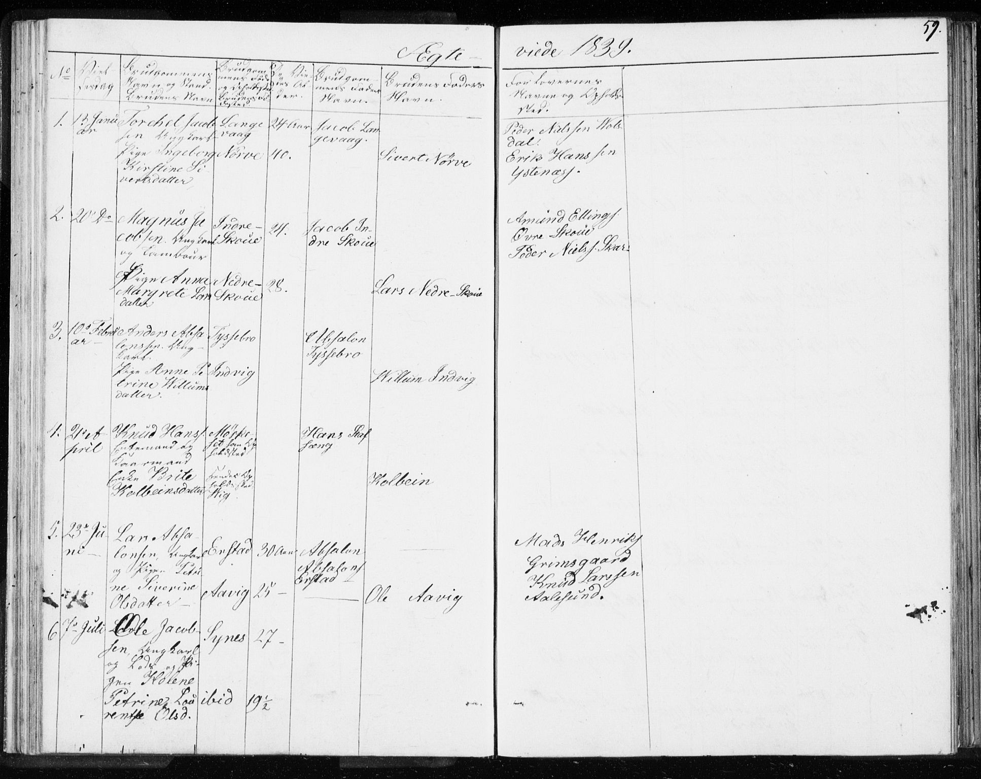 Ministerialprotokoller, klokkerbøker og fødselsregistre - Møre og Romsdal, SAT/A-1454/528/L0414: Curate's parish register no. 528B02, 1833-1844, p. 59