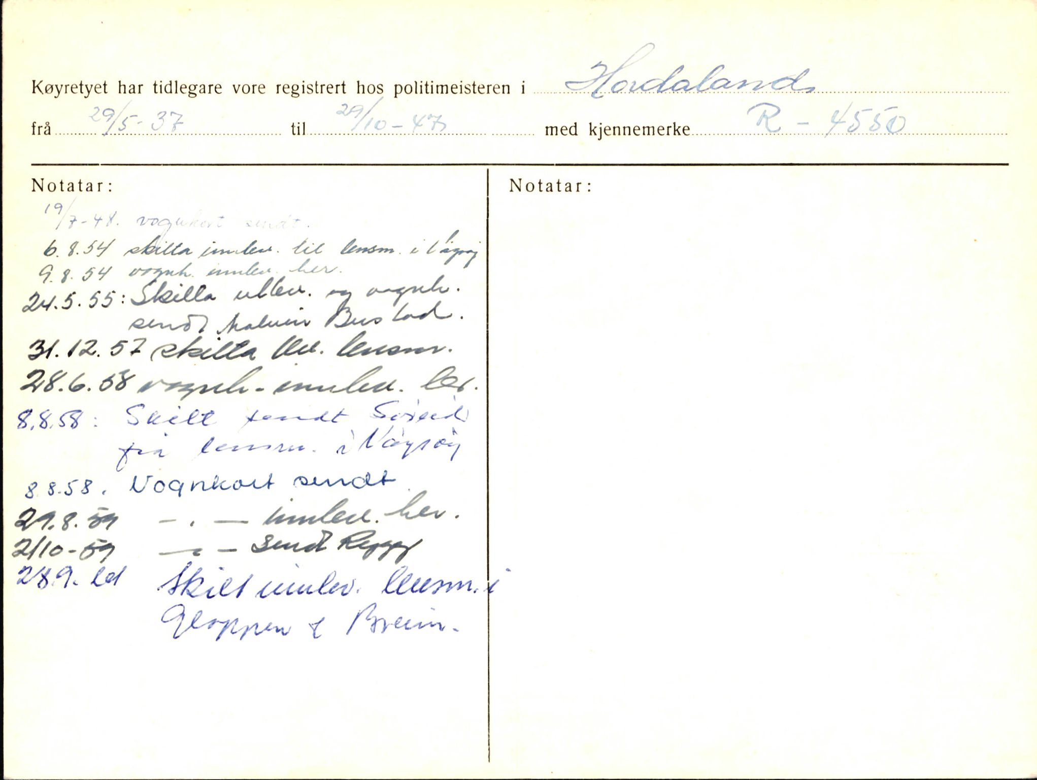 Statens vegvesen, Sogn og Fjordane vegkontor, AV/SAB-A-5301/4/F/L0003: Registerkort utmeldte Fjordane S1000-2499, 1930-1961, p. 132