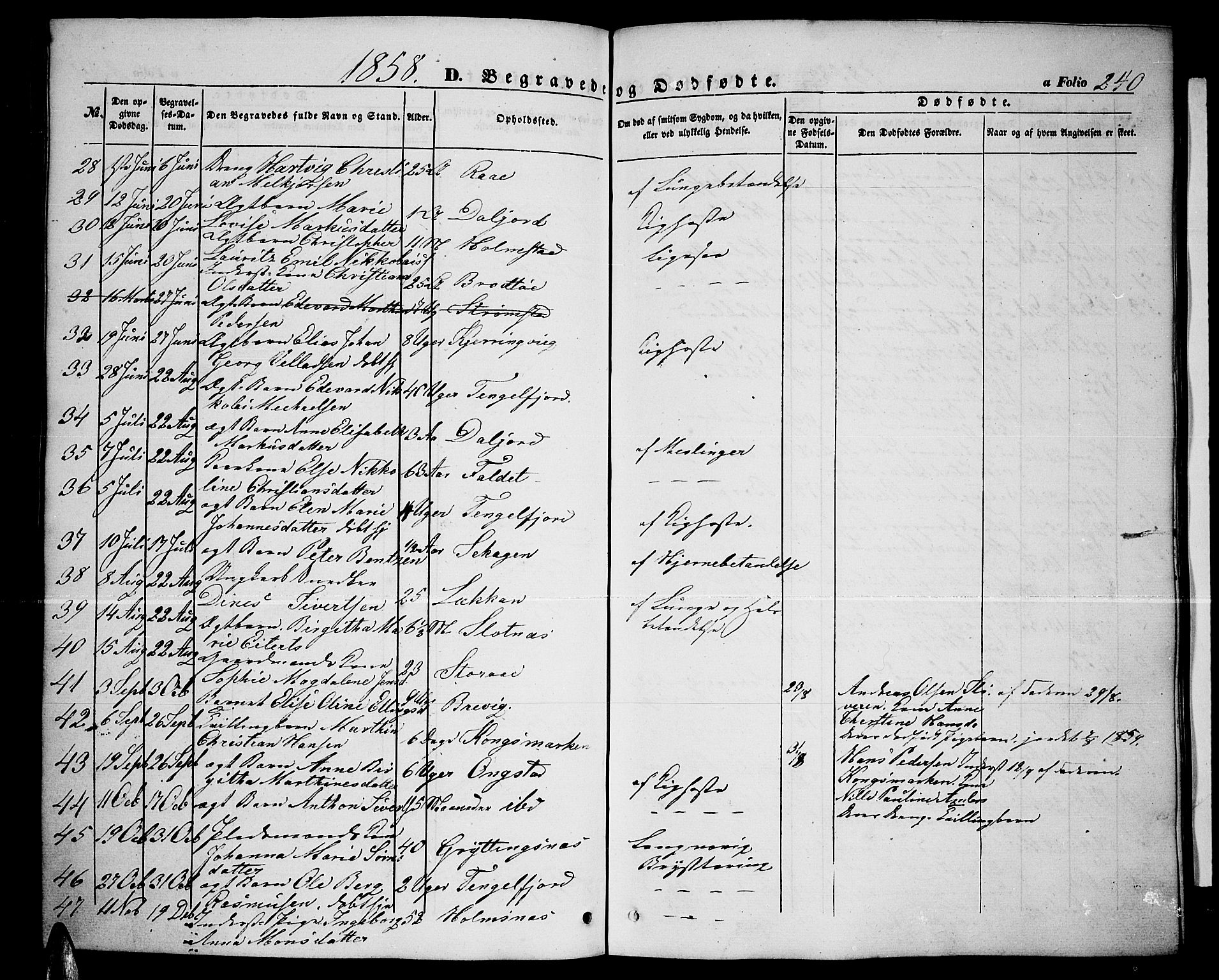 Ministerialprotokoller, klokkerbøker og fødselsregistre - Nordland, AV/SAT-A-1459/888/L1265: Parish register (copy) no. 888C03, 1850-1863, p. 240