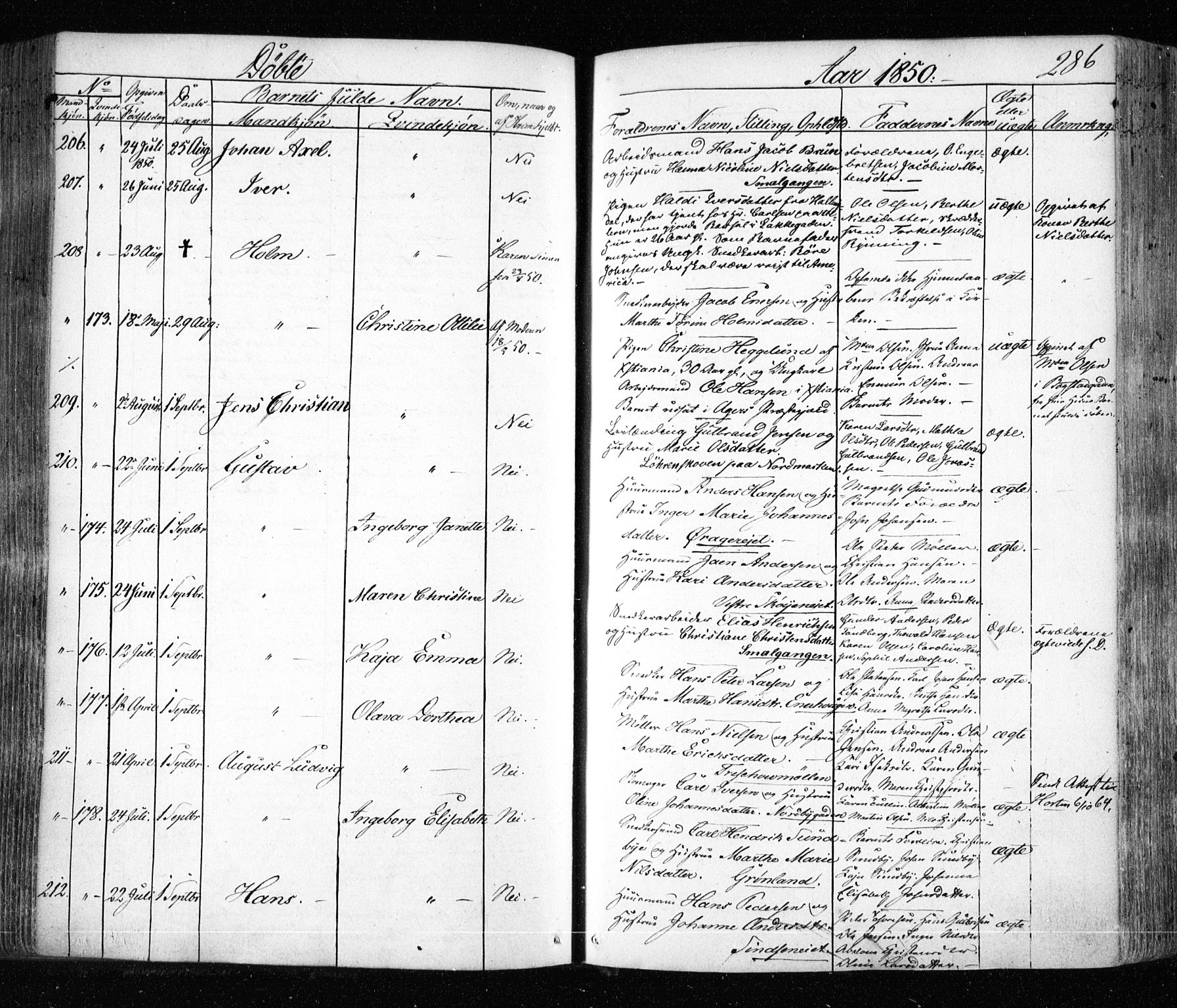 Aker prestekontor kirkebøker, SAO/A-10861/F/L0019: Parish register (official) no. 19, 1842-1852, p. 286