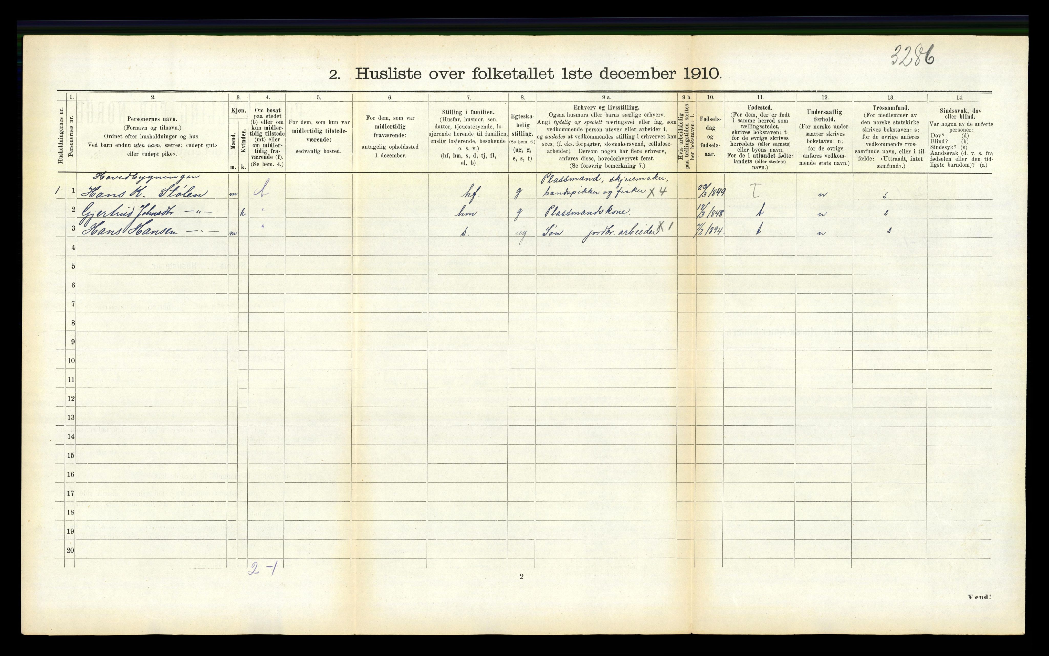 RA, 1910 census for Balestrand, 1910, p. 741