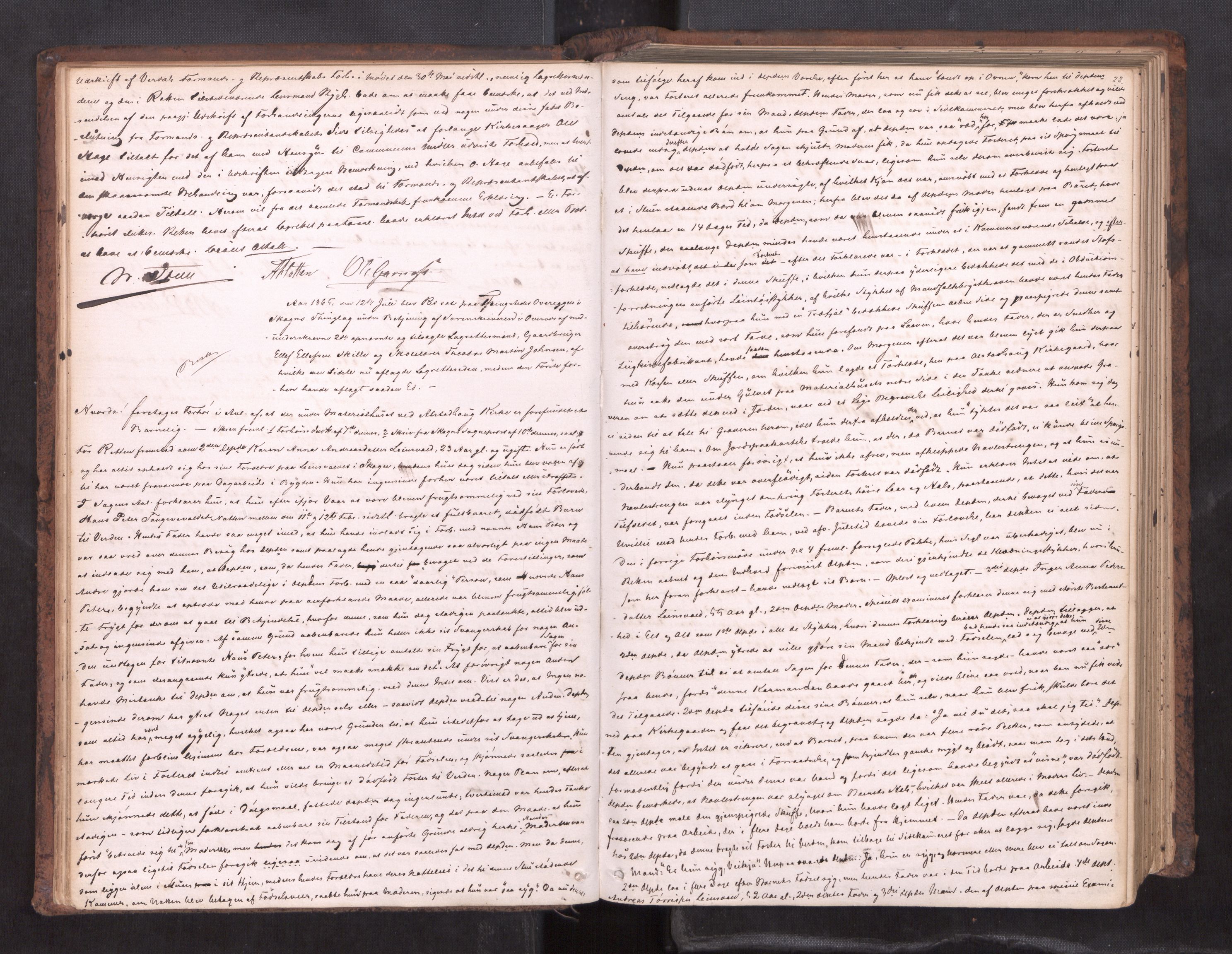 Stjør- og Verdal sorenskriveri, AV/SAT-A-4167/1/1/1B/L0019: Ekstrarettsprotokoll, 1864-1877, p. 21b-22a