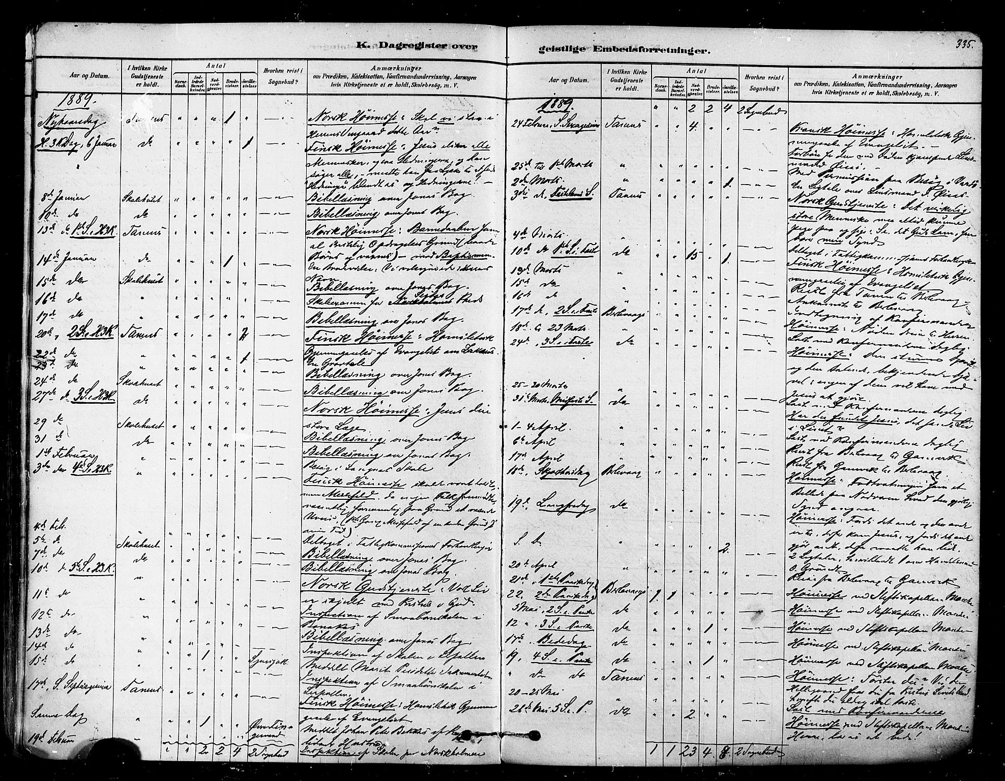 Tana sokneprestkontor, SATØ/S-1334/H/Ha/L0004kirke: Parish register (official) no. 4, 1878-1891, p. 335