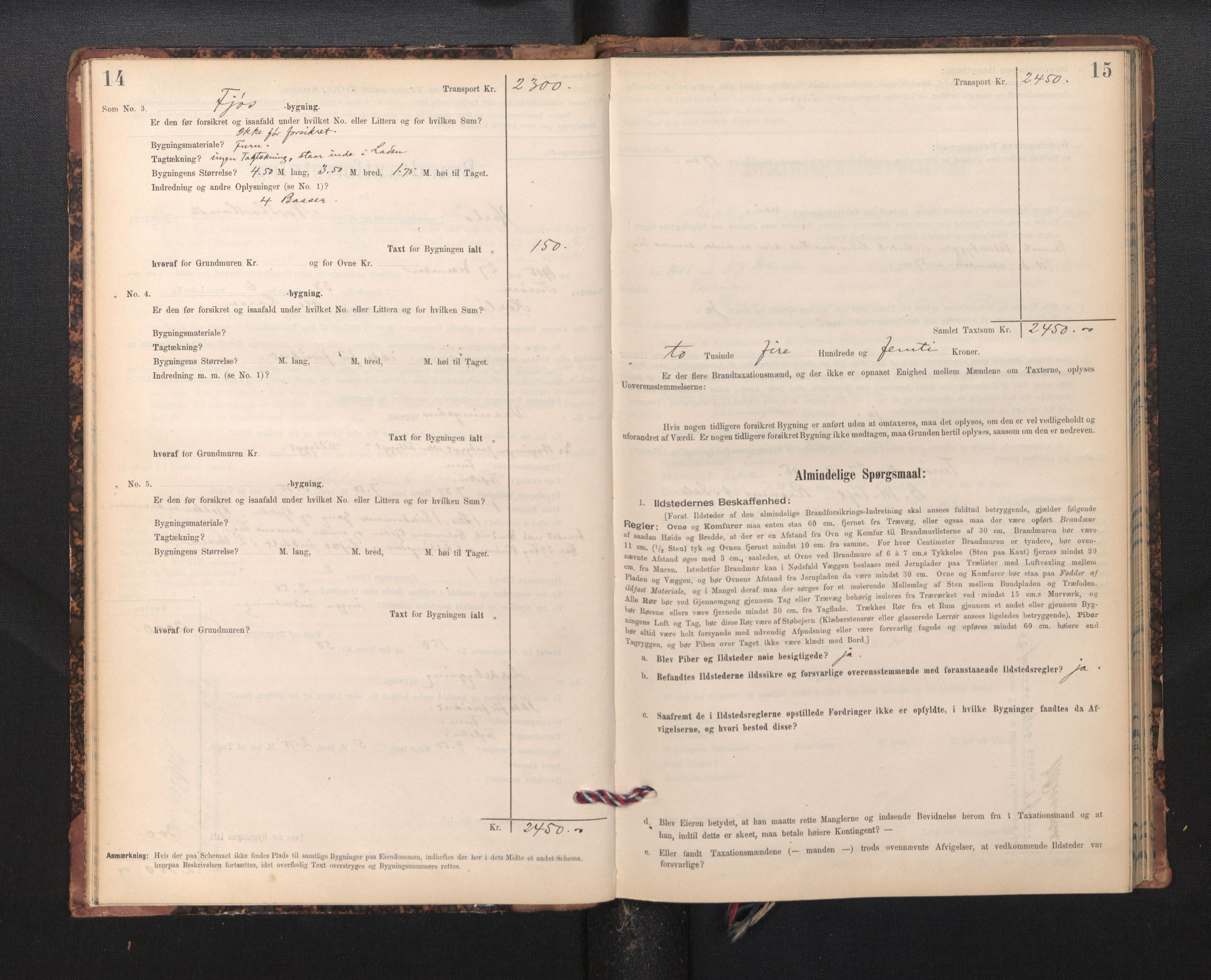Lensmannen i Herdla, SAB/A-32901/0012/L0003:  Branntakstprotokoll skjematakst, 1897-1916, p. 14-15