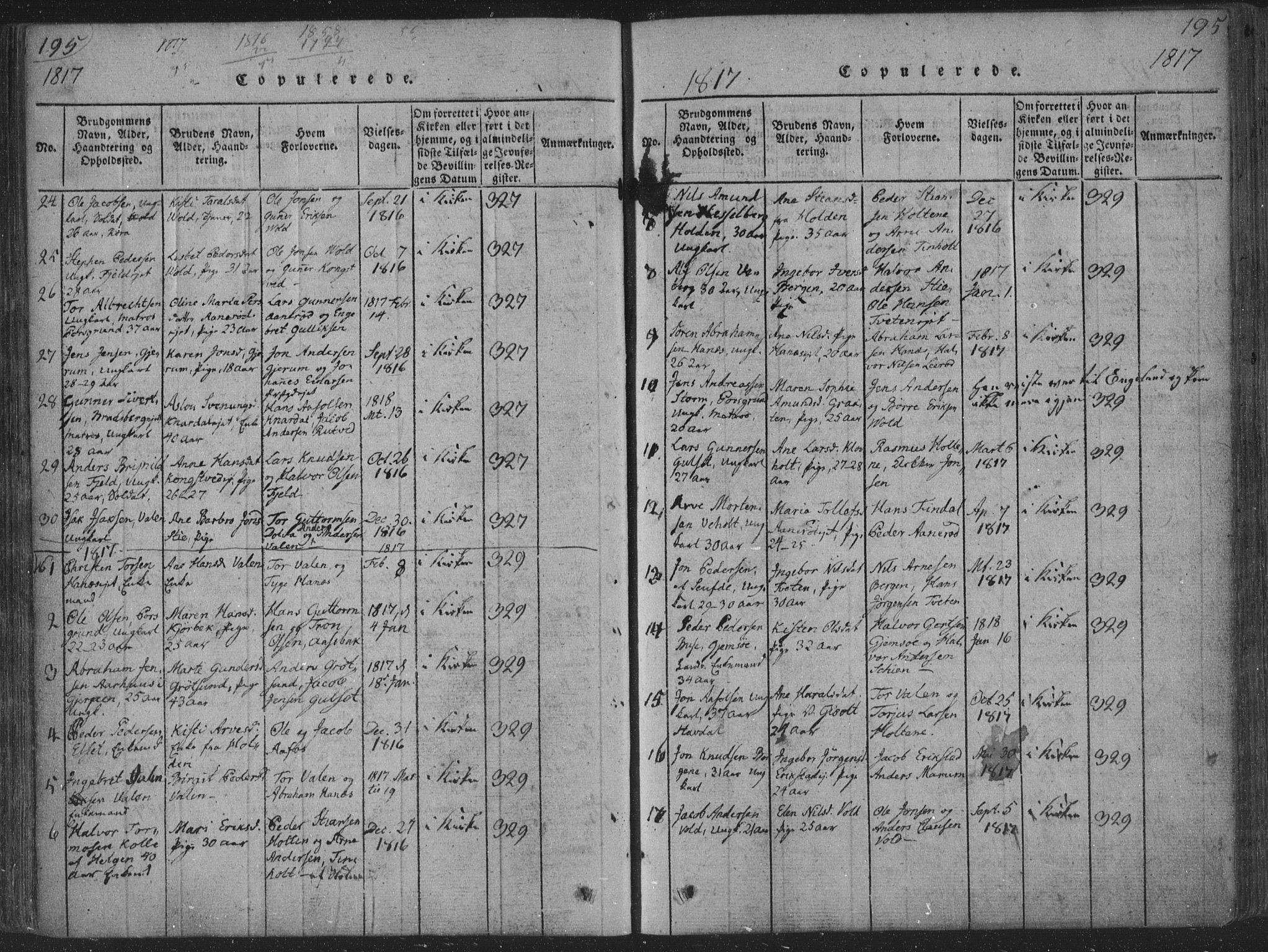Solum kirkebøker, SAKO/A-306/F/Fa/L0004: Parish register (official) no. I 4, 1814-1833, p. 195