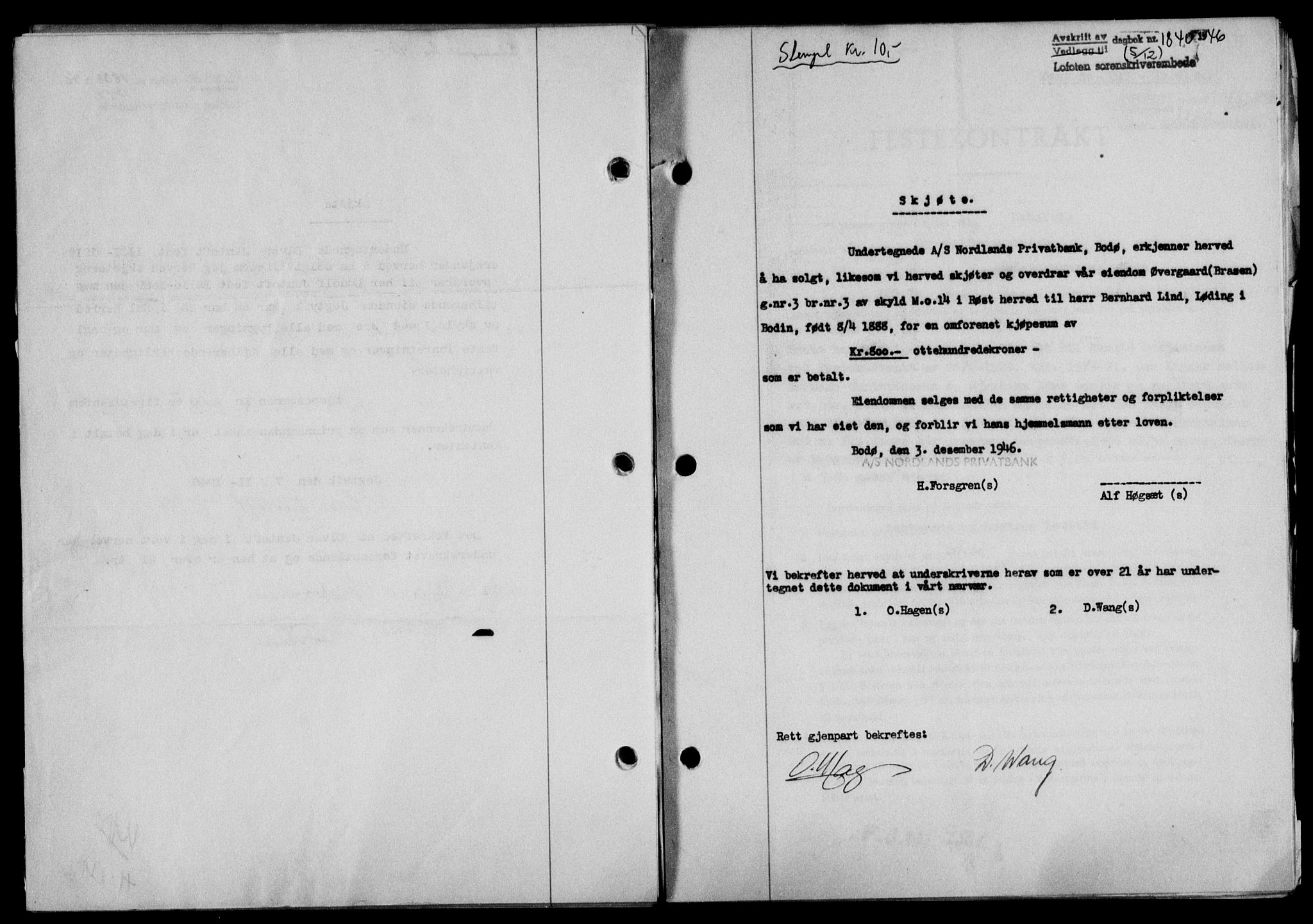 Lofoten sorenskriveri, SAT/A-0017/1/2/2C/L0015a: Mortgage book no. 15a, 1946-1947, Diary no: : 1840/1946