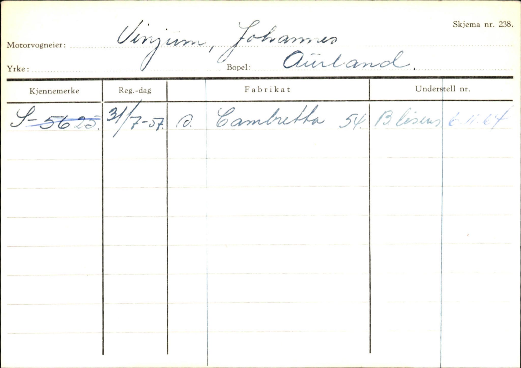 Statens vegvesen, Sogn og Fjordane vegkontor, SAB/A-5301/4/F/L0125: Eigarregister Sogndal V-Å. Aurland A-Å. Fjaler A-N, 1945-1975, p. 1268