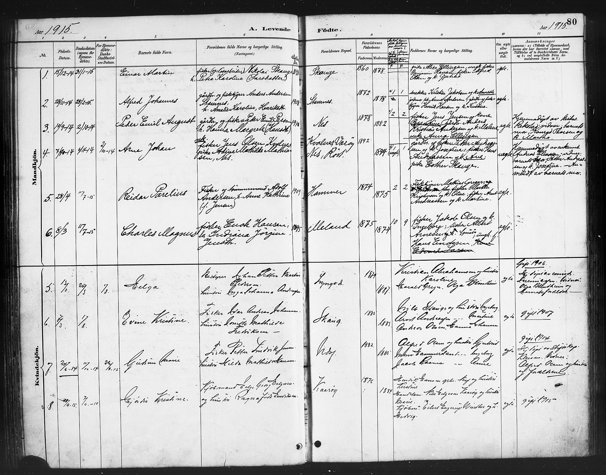 Ministerialprotokoller, klokkerbøker og fødselsregistre - Nordland, AV/SAT-A-1459/808/L0131: Parish register (copy) no. 808C02, 1879-1919, p. 80