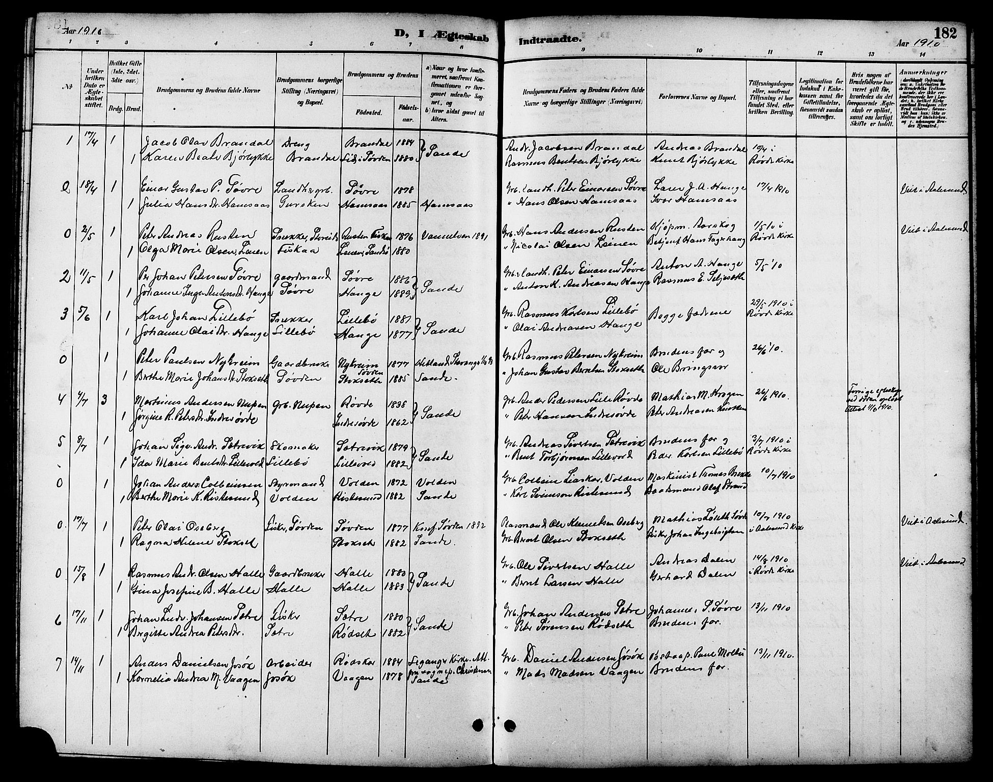 Ministerialprotokoller, klokkerbøker og fødselsregistre - Møre og Romsdal, AV/SAT-A-1454/503/L0049: Parish register (copy) no. 503C04, 1894-1915, p. 182