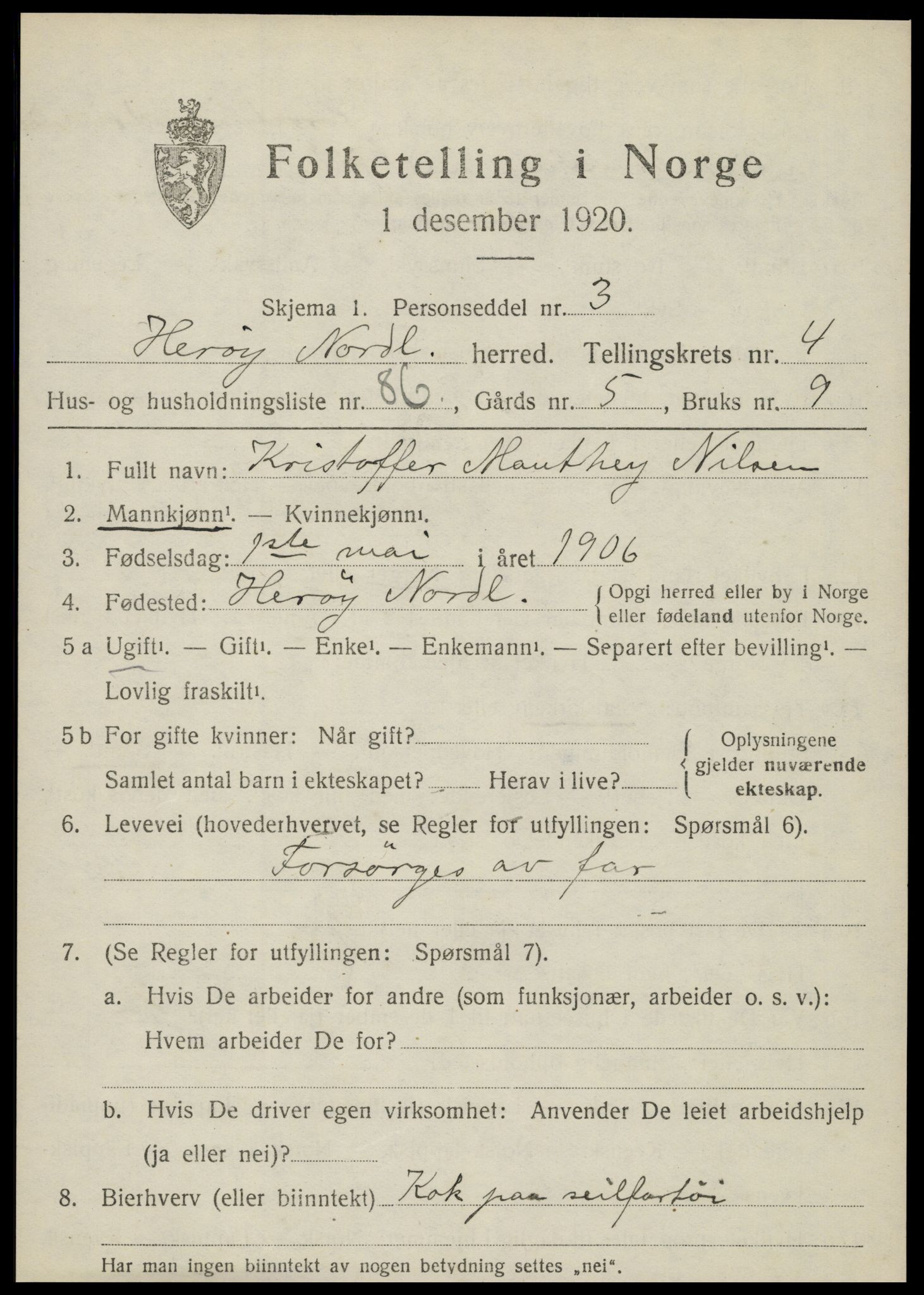 SAT, 1920 census for Herøy, 1920, p. 3418