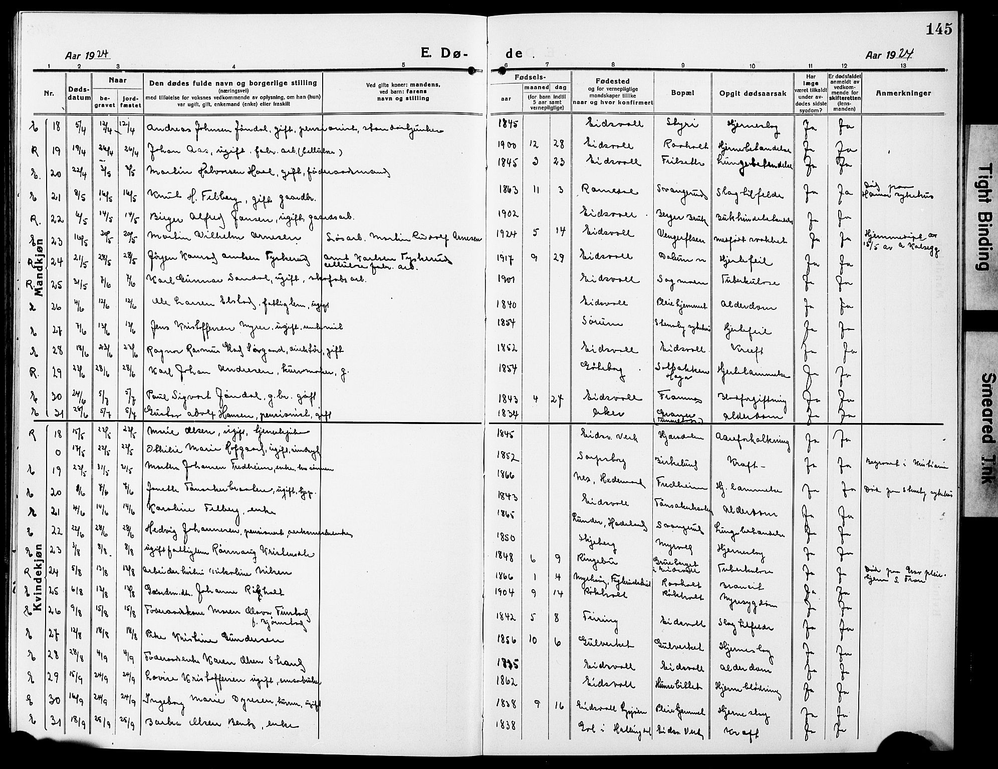 Eidsvoll prestekontor Kirkebøker, SAO/A-10888/G/Ga/L0009: Parish register (copy) no. I 9, 1914-1927, p. 145