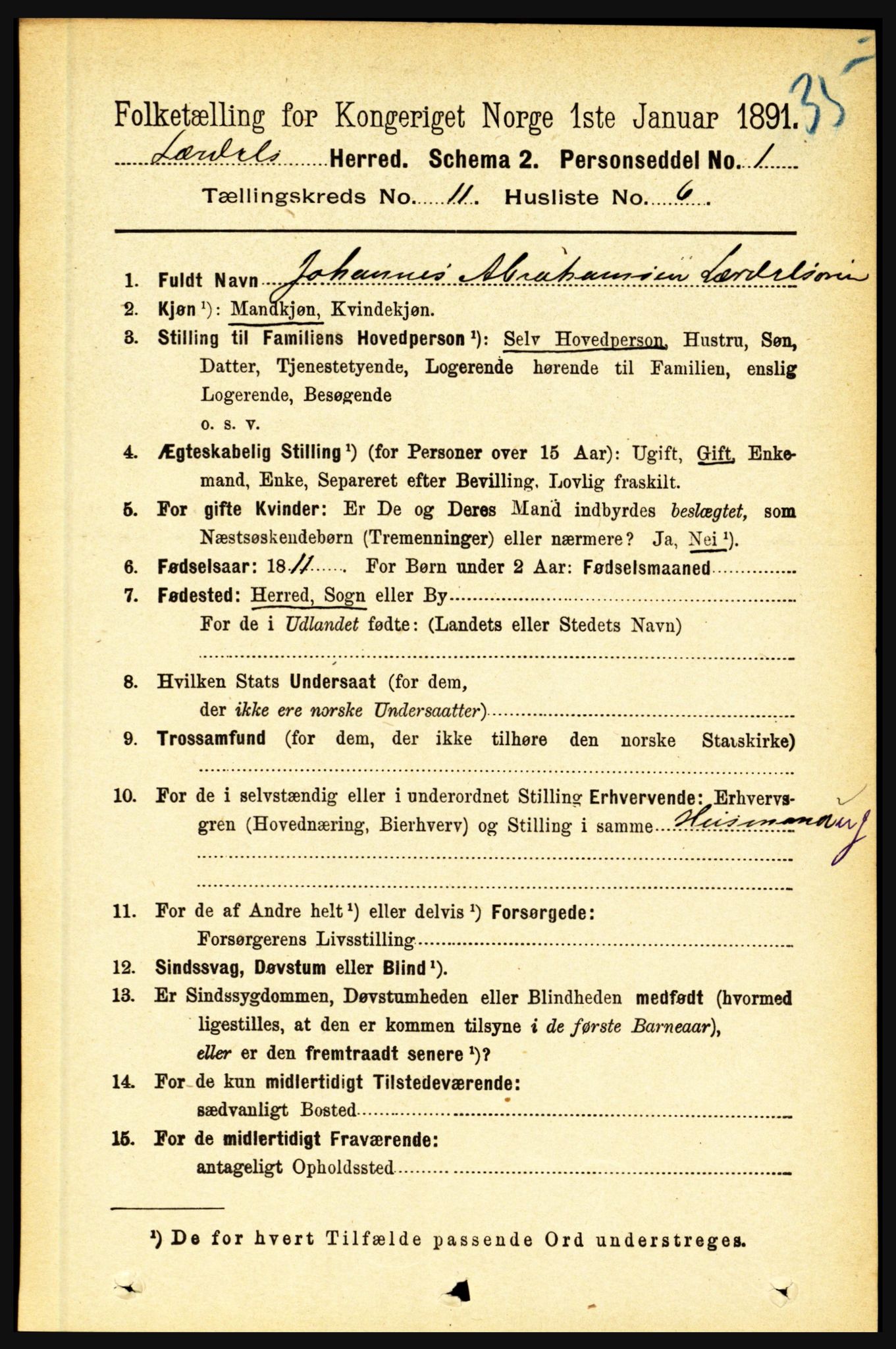 RA, 1891 census for 1422 Lærdal, 1891, p. 2178