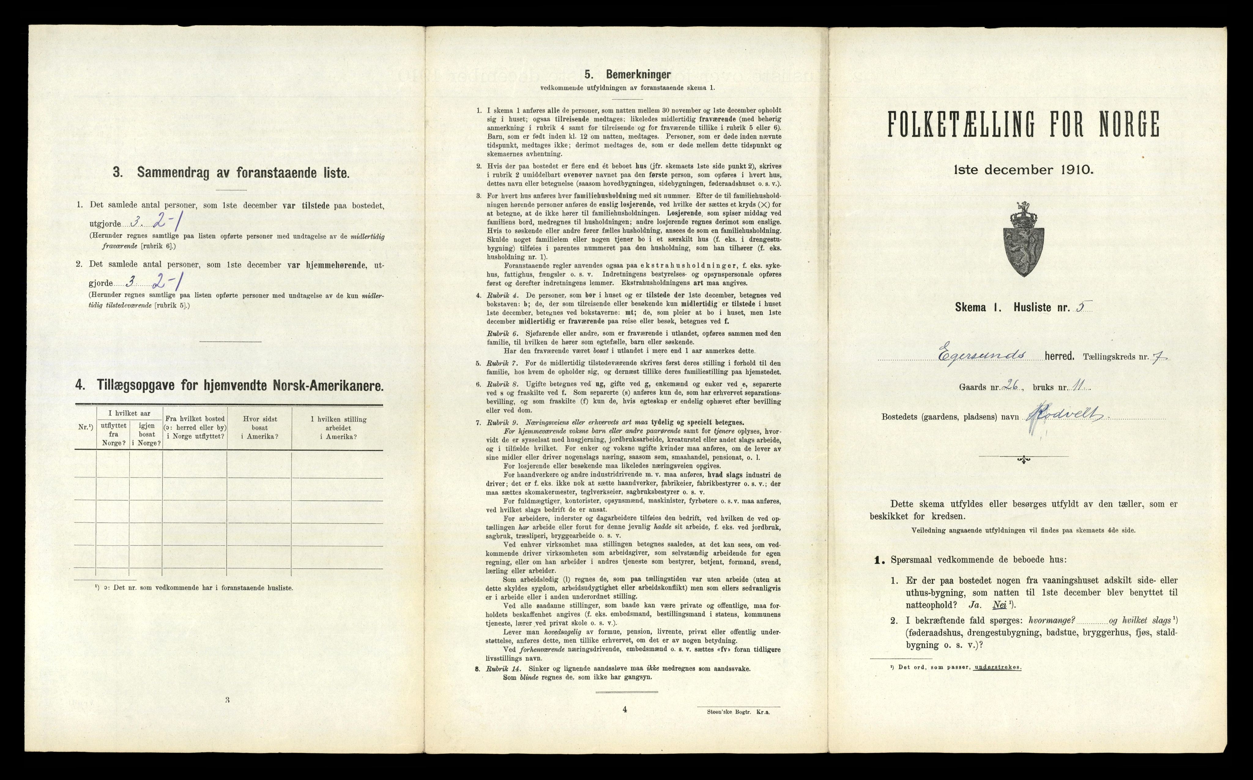 RA, 1910 census for Eigersund, 1910, p. 600