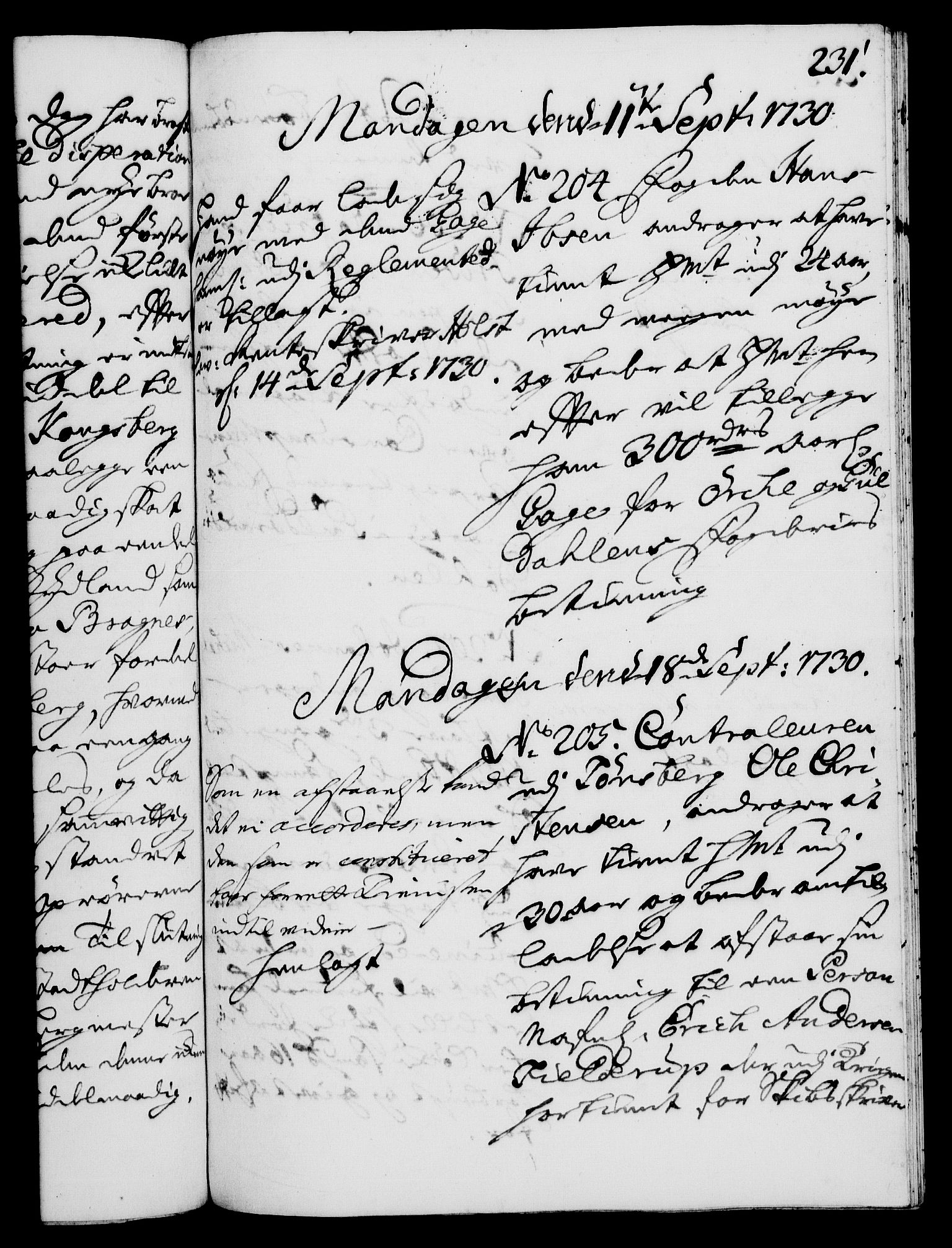 Rentekammeret, Kammerkanselliet, AV/RA-EA-3111/G/Gh/Gha/L0012: Norsk ekstraktmemorialprotokoll (merket RK 53.57), 1730, p. 231