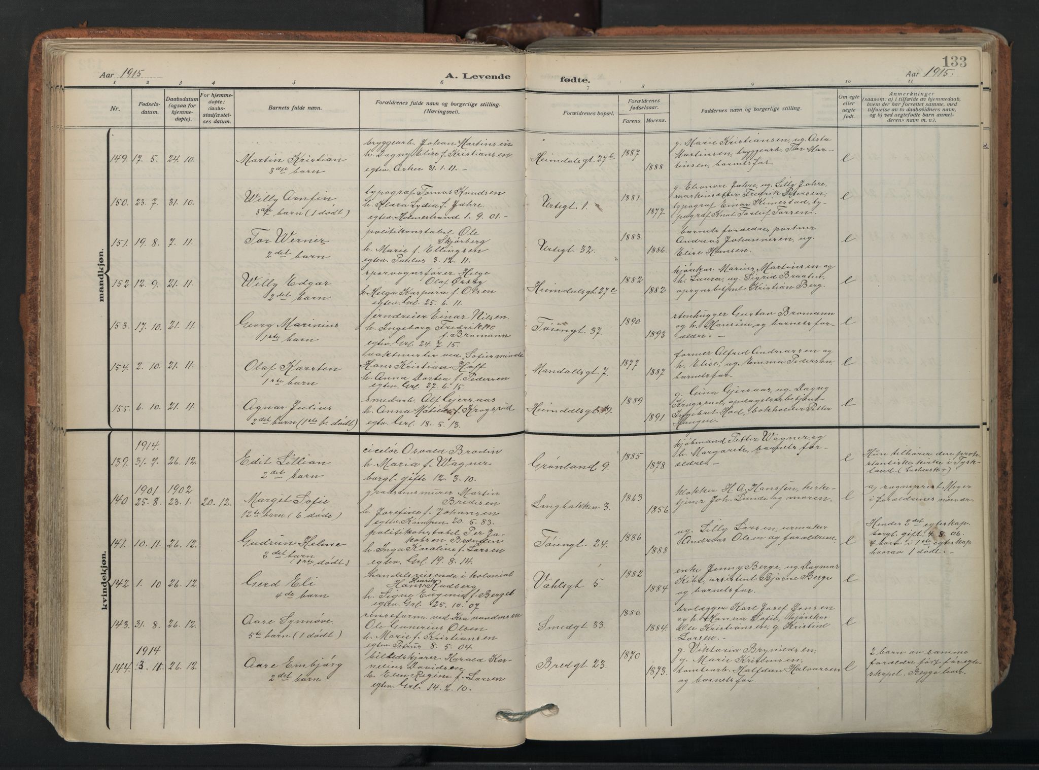 Grønland prestekontor Kirkebøker, SAO/A-10848/F/Fa/L0018: Parish register (official) no. 18, 1911-1945, p. 133