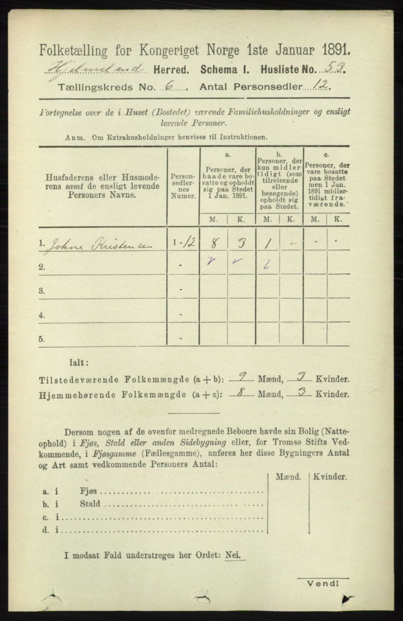 RA, 1891 census for 1133 Hjelmeland, 1891, p. 1549