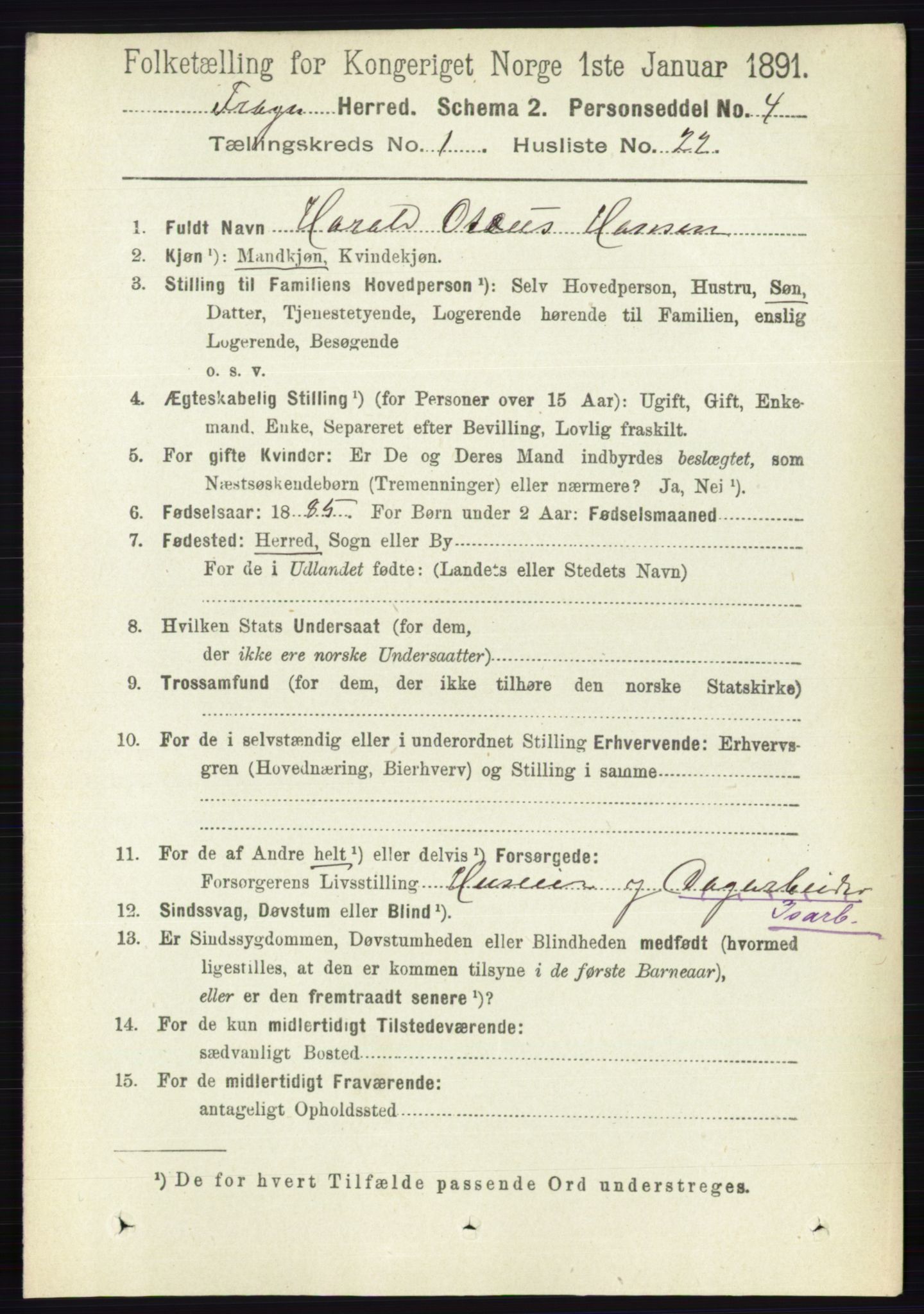 RA, 1891 census for 0215 Frogn, 1891, p. 264