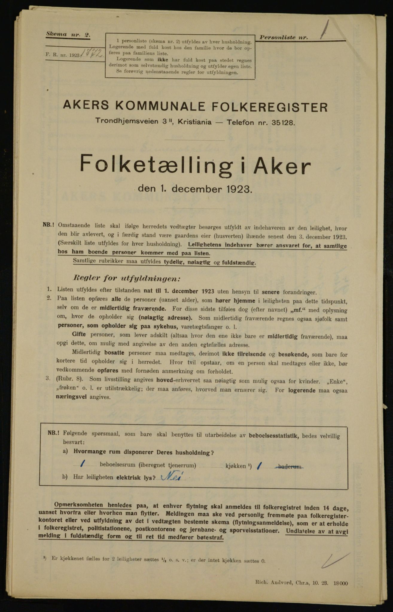 , Municipal Census 1923 for Aker, 1923, p. 46746