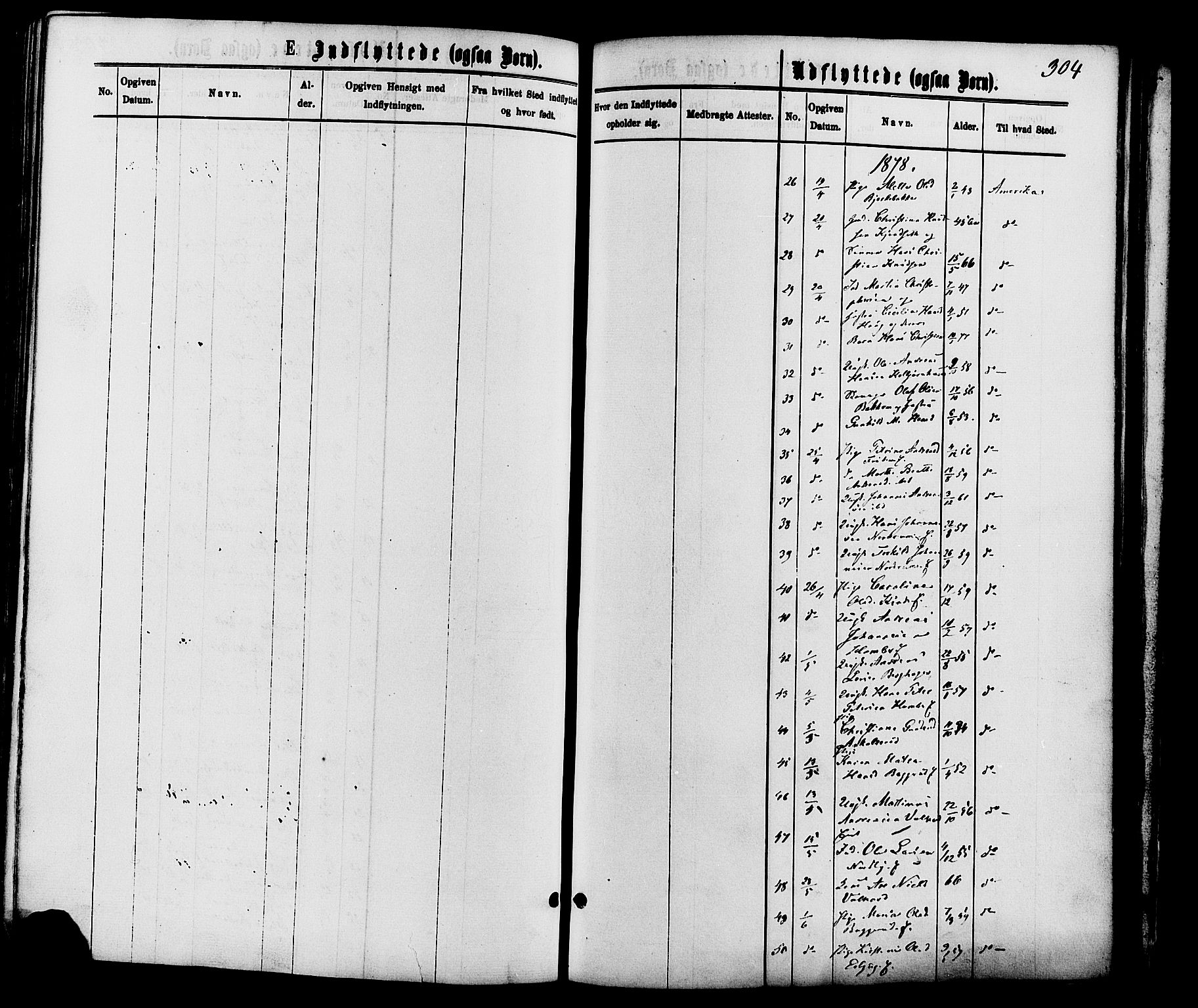 Nordre Land prestekontor, SAH/PREST-124/H/Ha/Haa/L0002: Parish register (official) no. 2, 1872-1881, p. 304