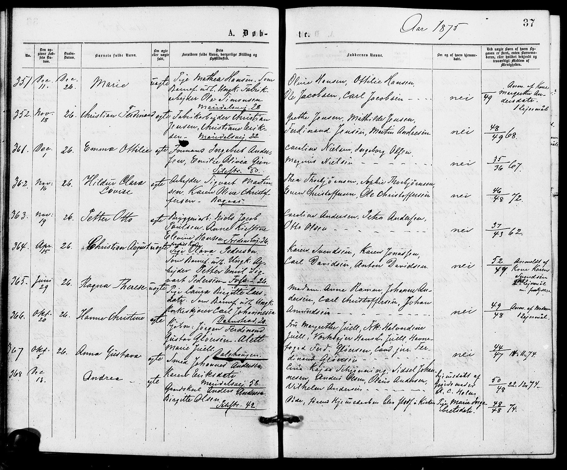 Gamle Aker prestekontor Kirkebøker, SAO/A-10617a/G/L0004: Parish register (copy) no. 4, 1875-1879, p. 37